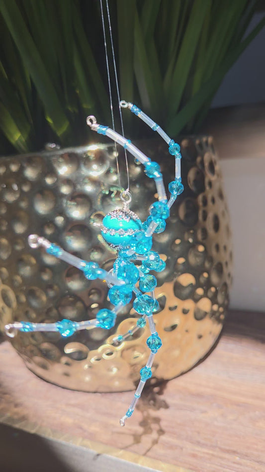 Beaded Sparkle Spider 🌊  Teal
