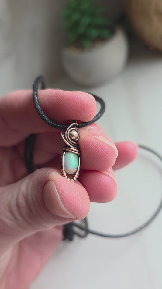 ✨ Ember Spark – Ethiopian Fire Opal Mini Necklace 🔥