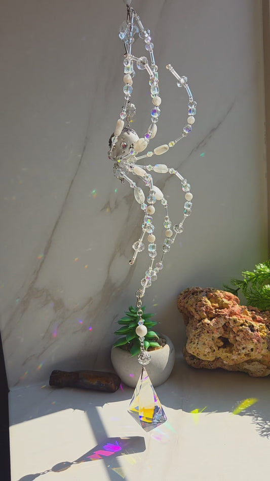Rainbow Moonstone Spider Suncatcher 🕷 🌈