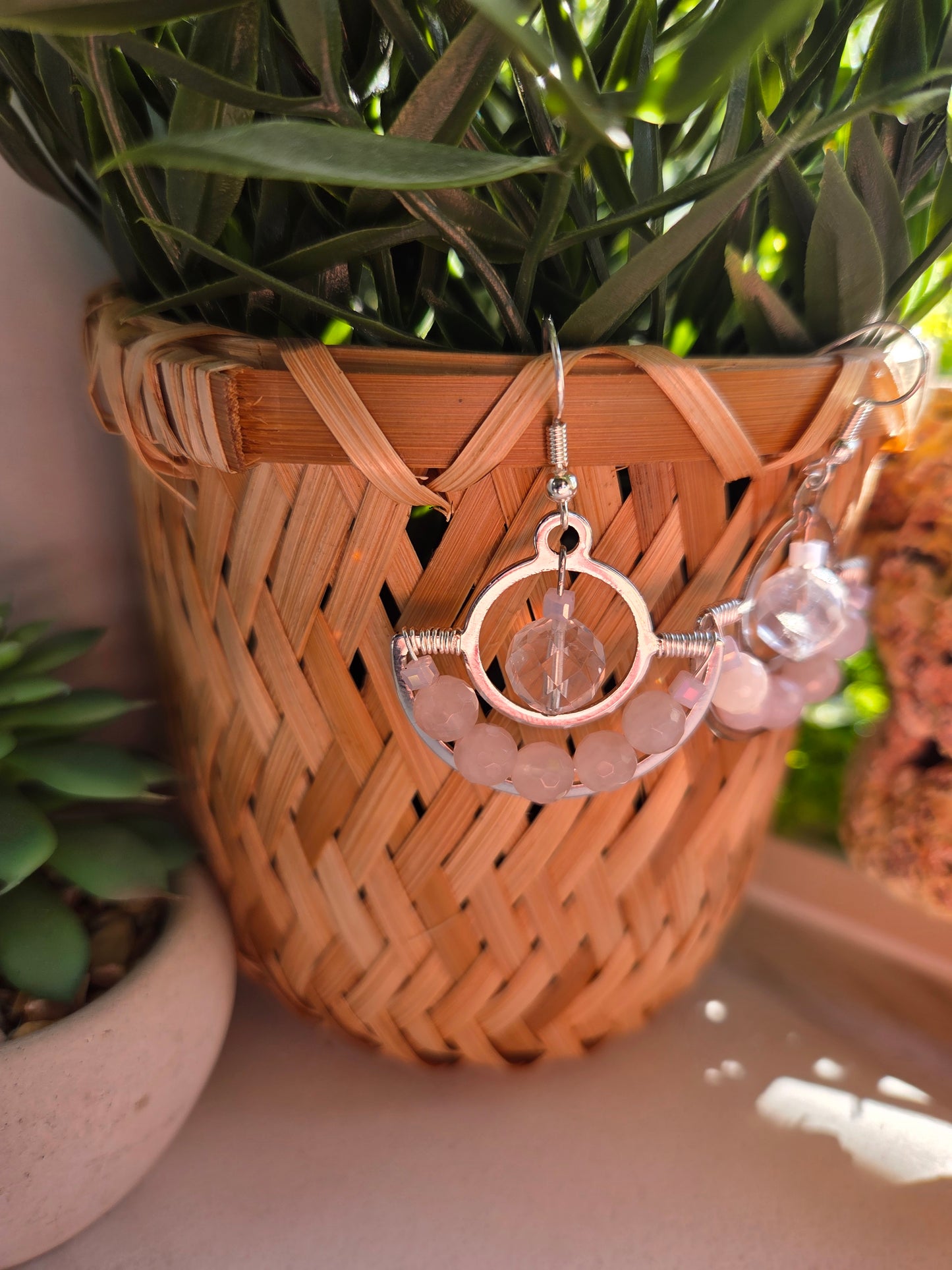 Rose Quartz Dangle Earrings 🌹