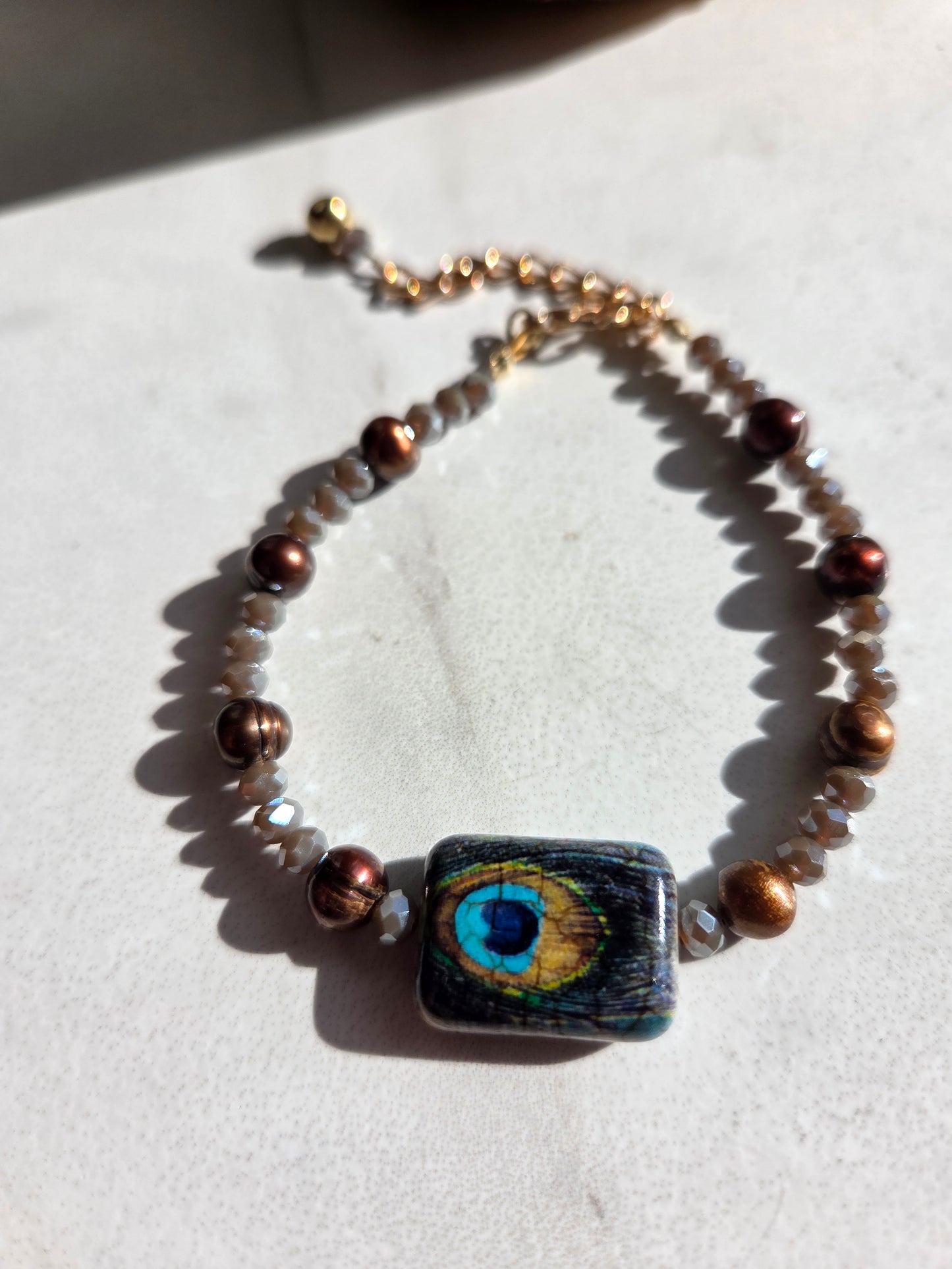 Peacock Fresh Water Pearl Necklace, Bracelet & Earring Set 🦚