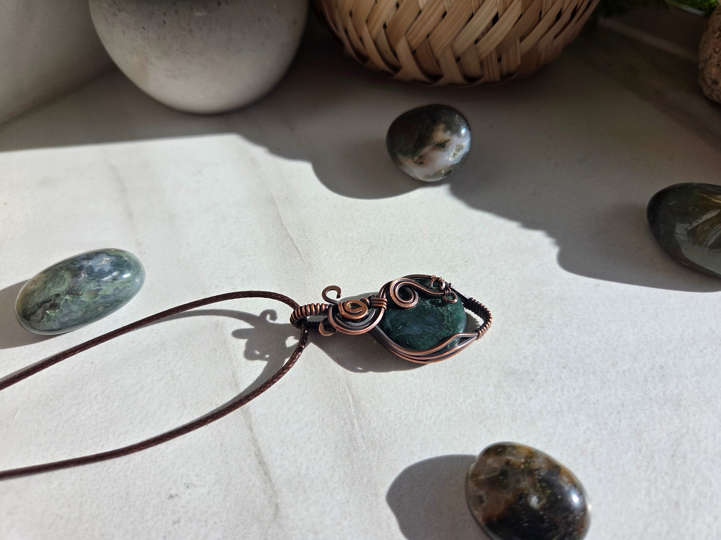 Woodland Whisper Amulet – Moss Agate Necklace 🌿