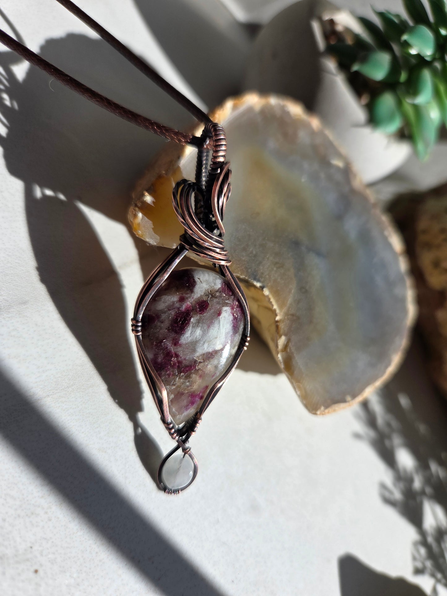 Rubellite and Rainbow Moonstone Necklace 💖