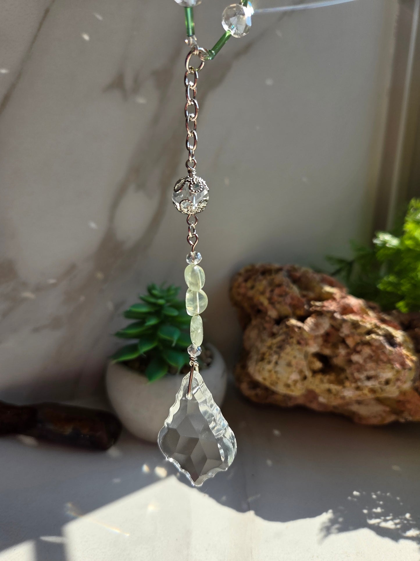 Prehnite Spider Suncatcher 💚🕷