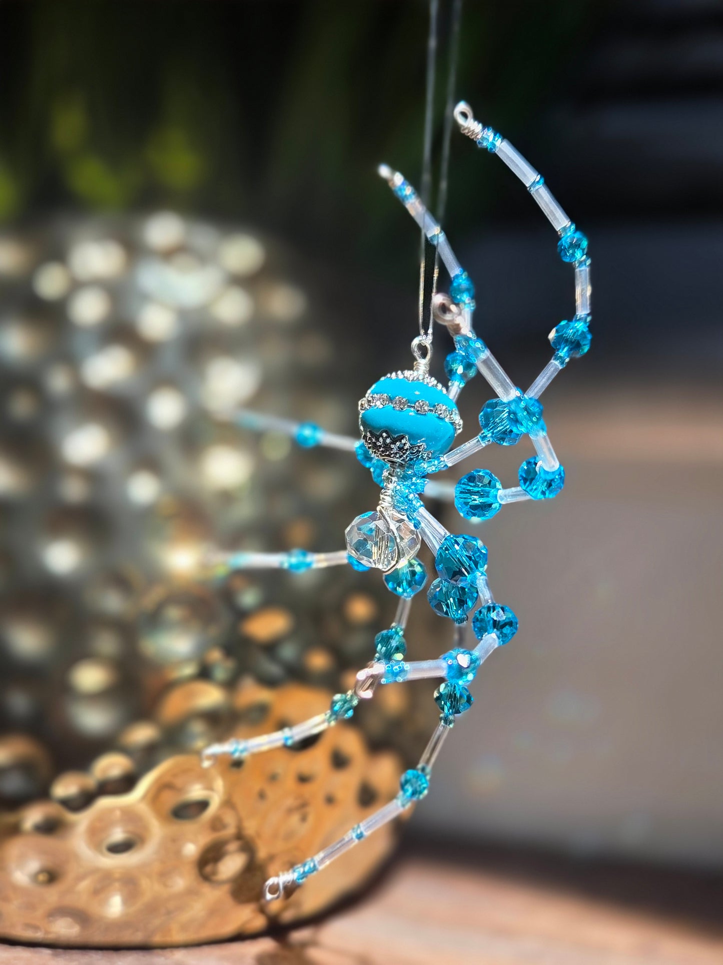 Beaded Sparkle Spider 🌊  Teal