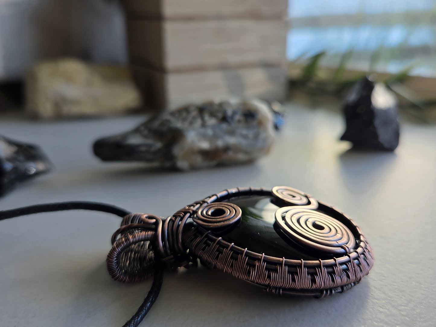 Shadow Spiral 🌀🖤 Black Obsidian  Necklace
