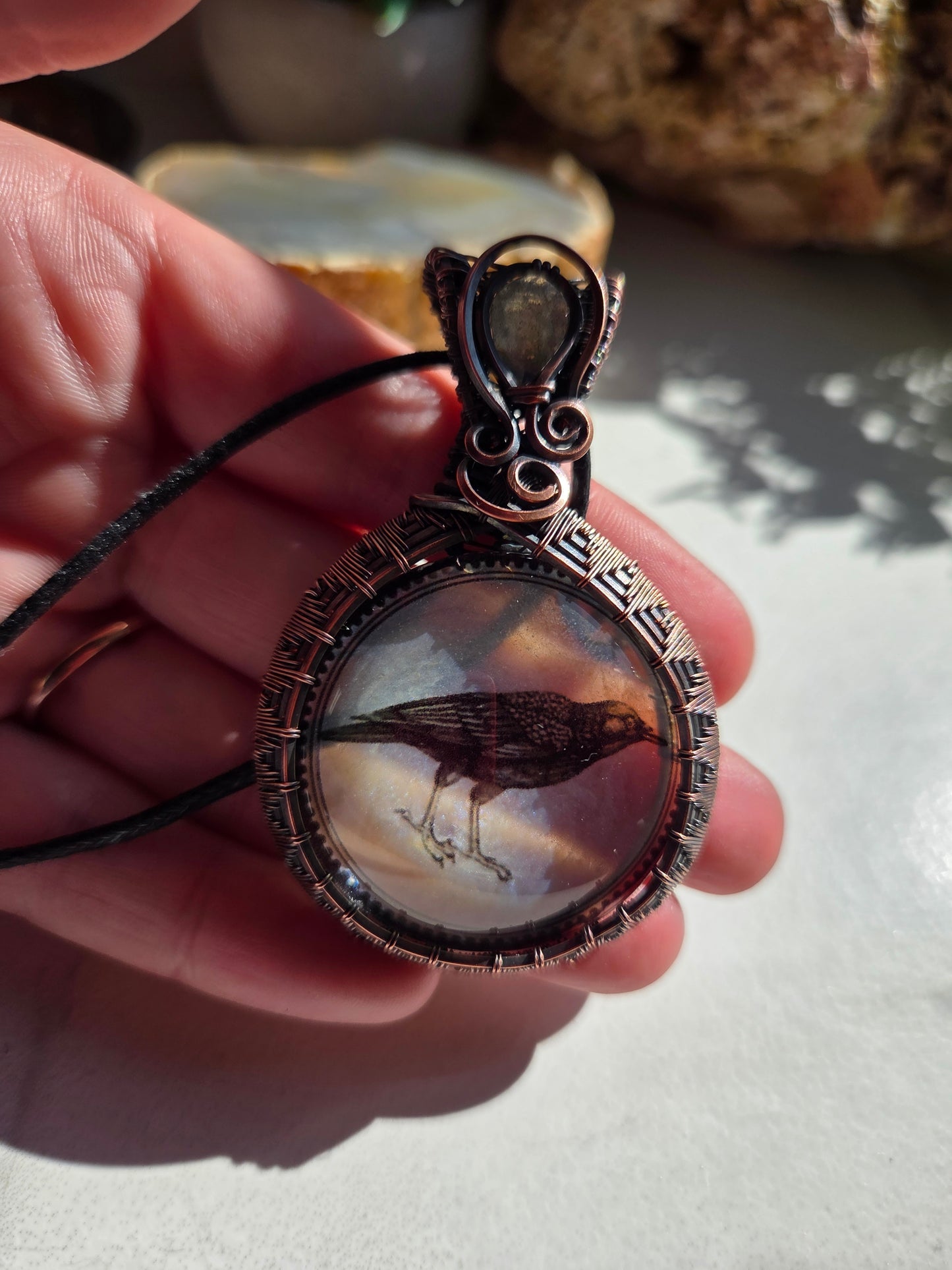 Labradorite Crow Necklace 💙🐦‍⬛