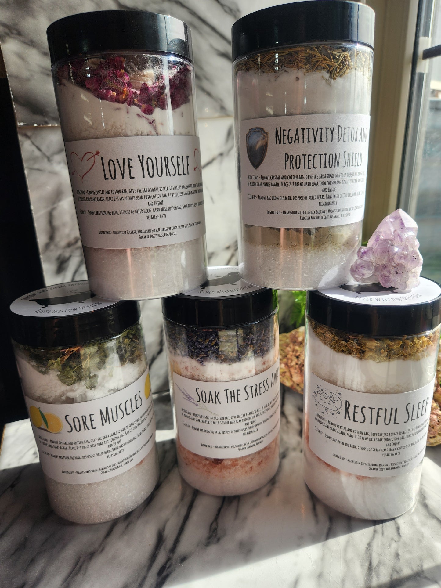 Crystal and Herbal Infused Luxury Bath Soaks