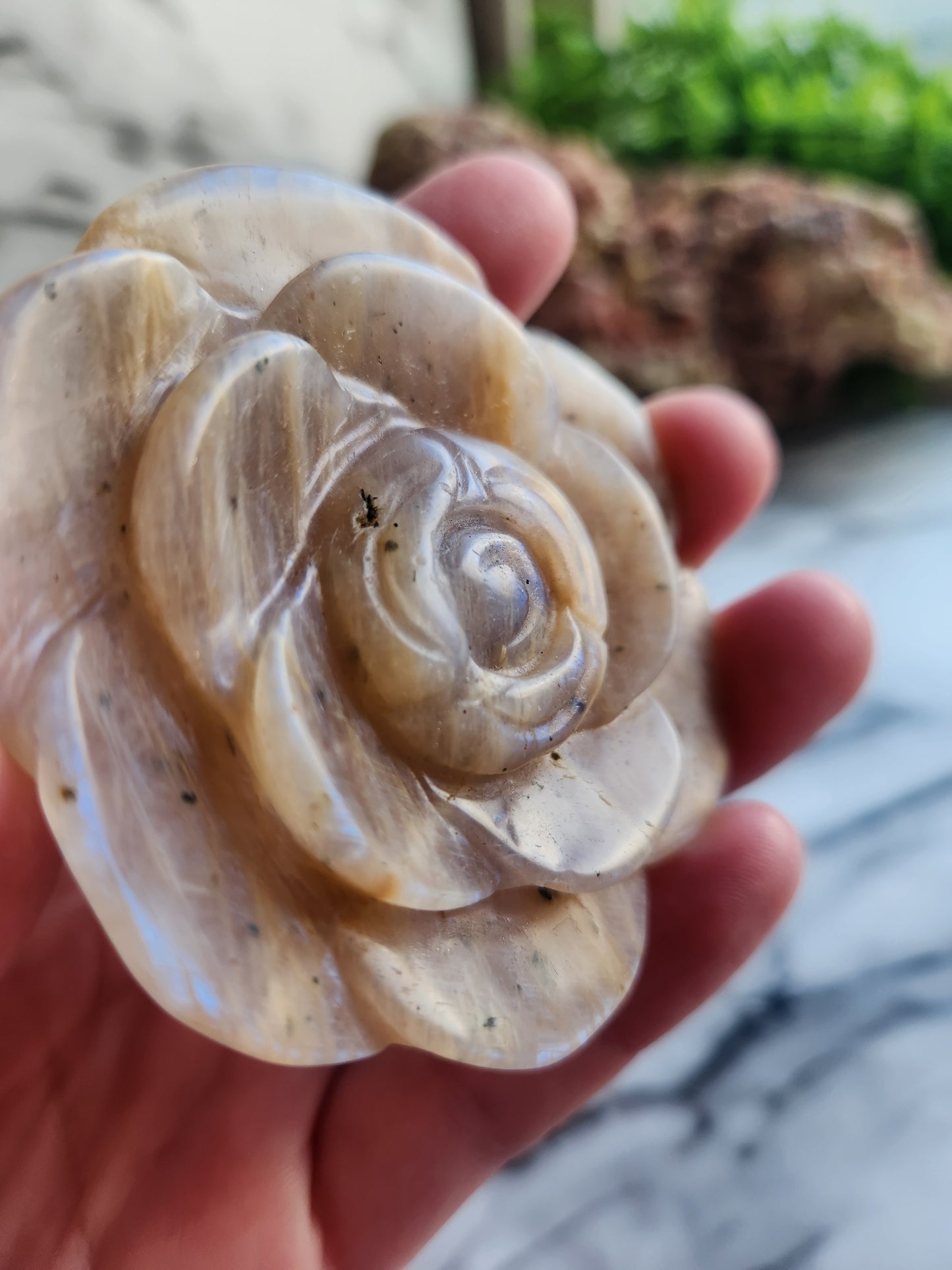 Moonstone Rose Carving