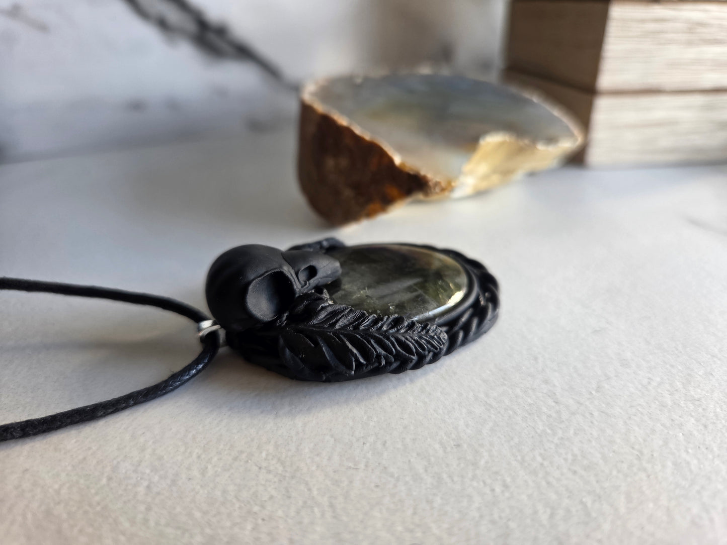 Raven's Moon Labradorite Necklace 🐦‍⬛🌕