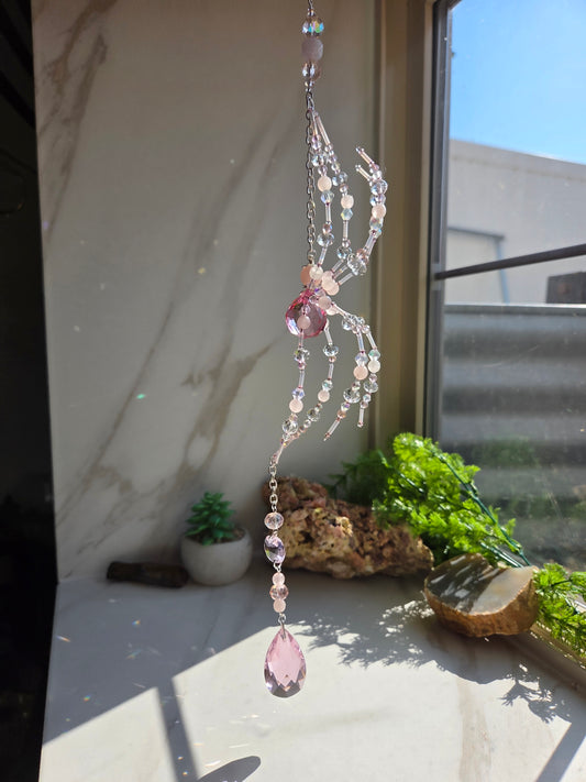 Rose Quartz Spider Suncatcher 🕷🌹