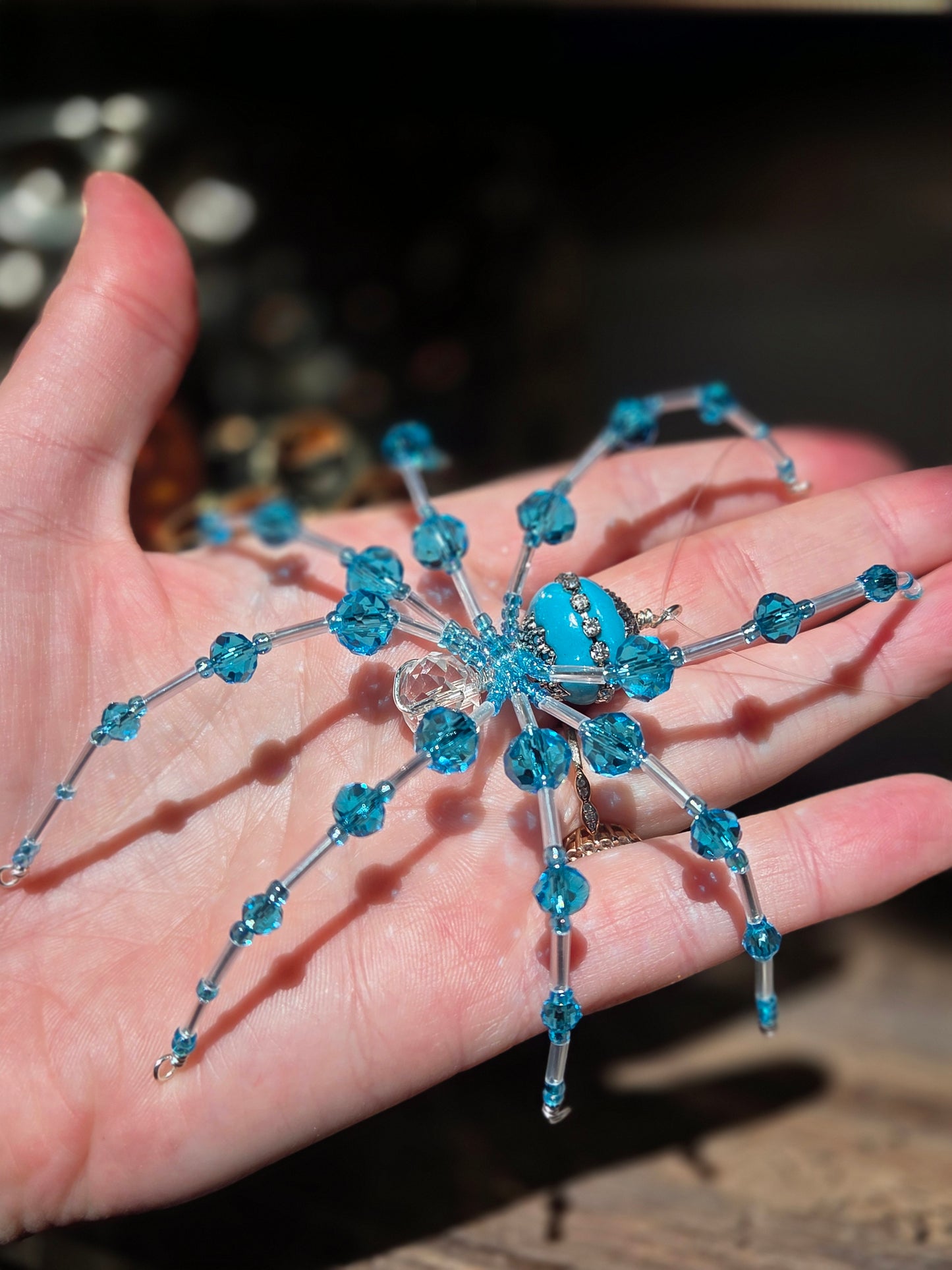 Beaded Sparkle Spider 🌊  Teal