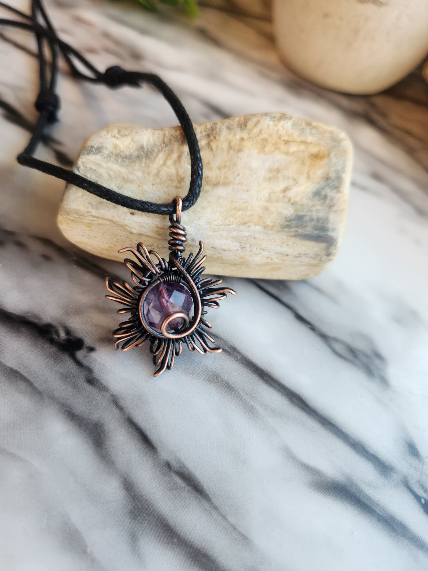 Faceted Amethyst Sun Necklace