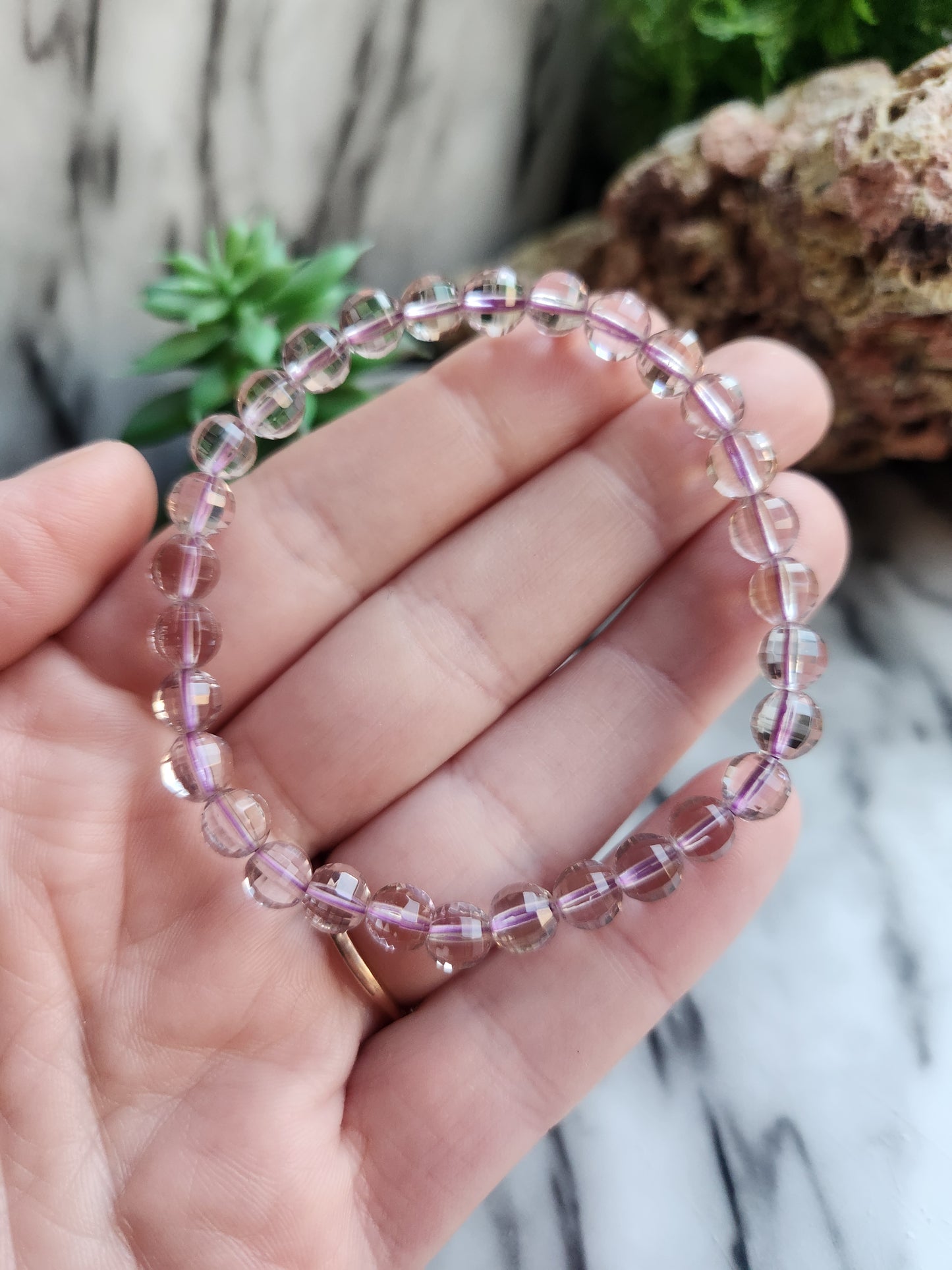 Faceted Amethyst Bracelet 6mm