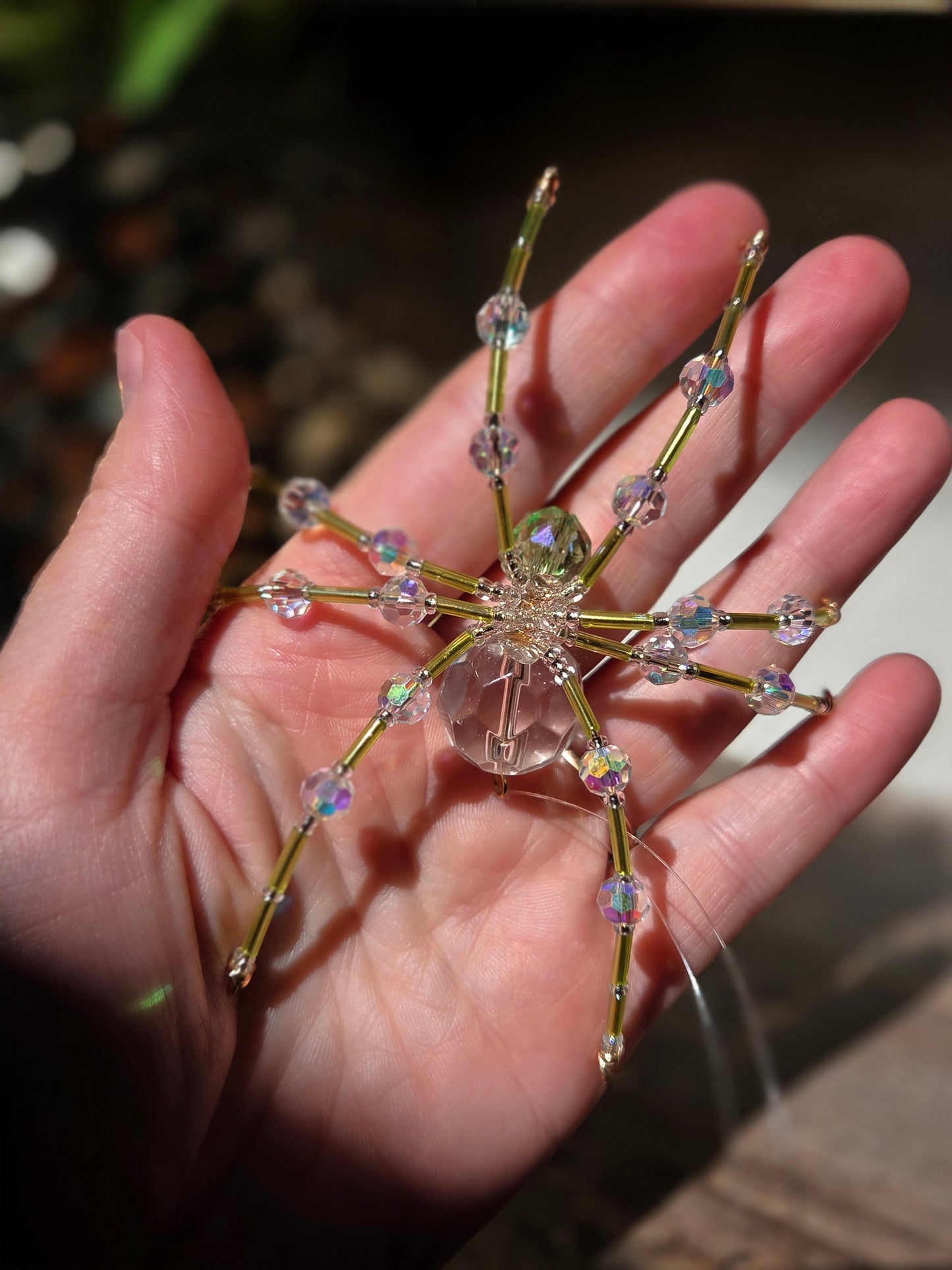 Beaded Sparkle Spider 💚 Light Green