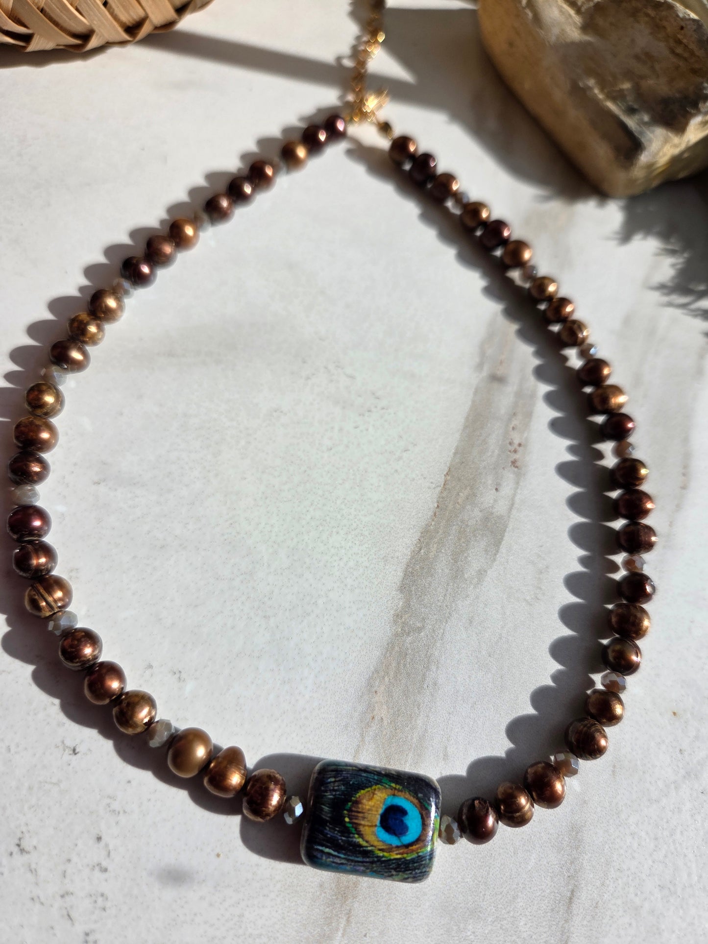 Peacock Fresh Water Pearl Necklace, Bracelet & Earring Set 🦚