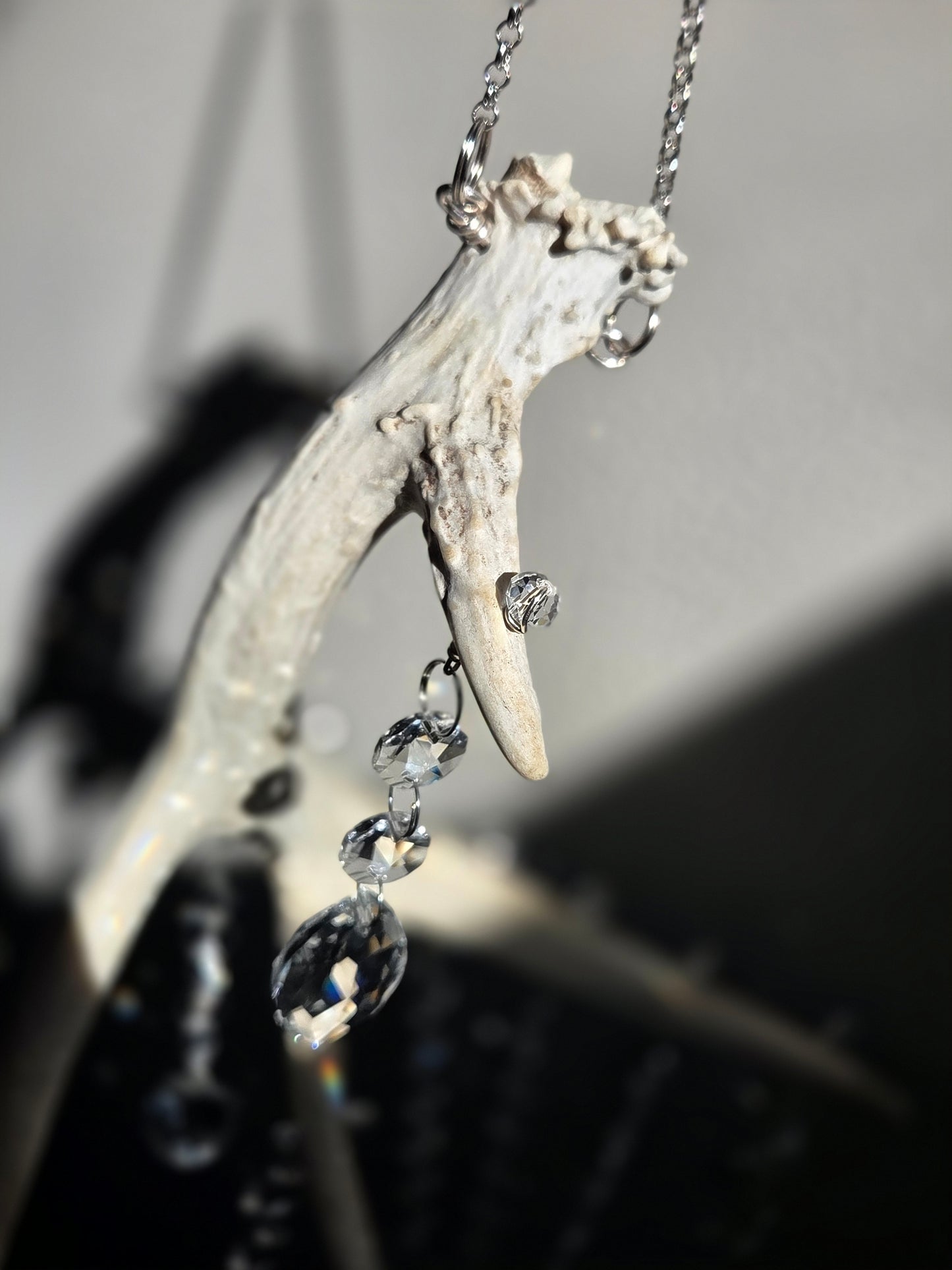 Wildwood Rain 🌳🌧 Deer Antler Crystal Suncatcher 🦌