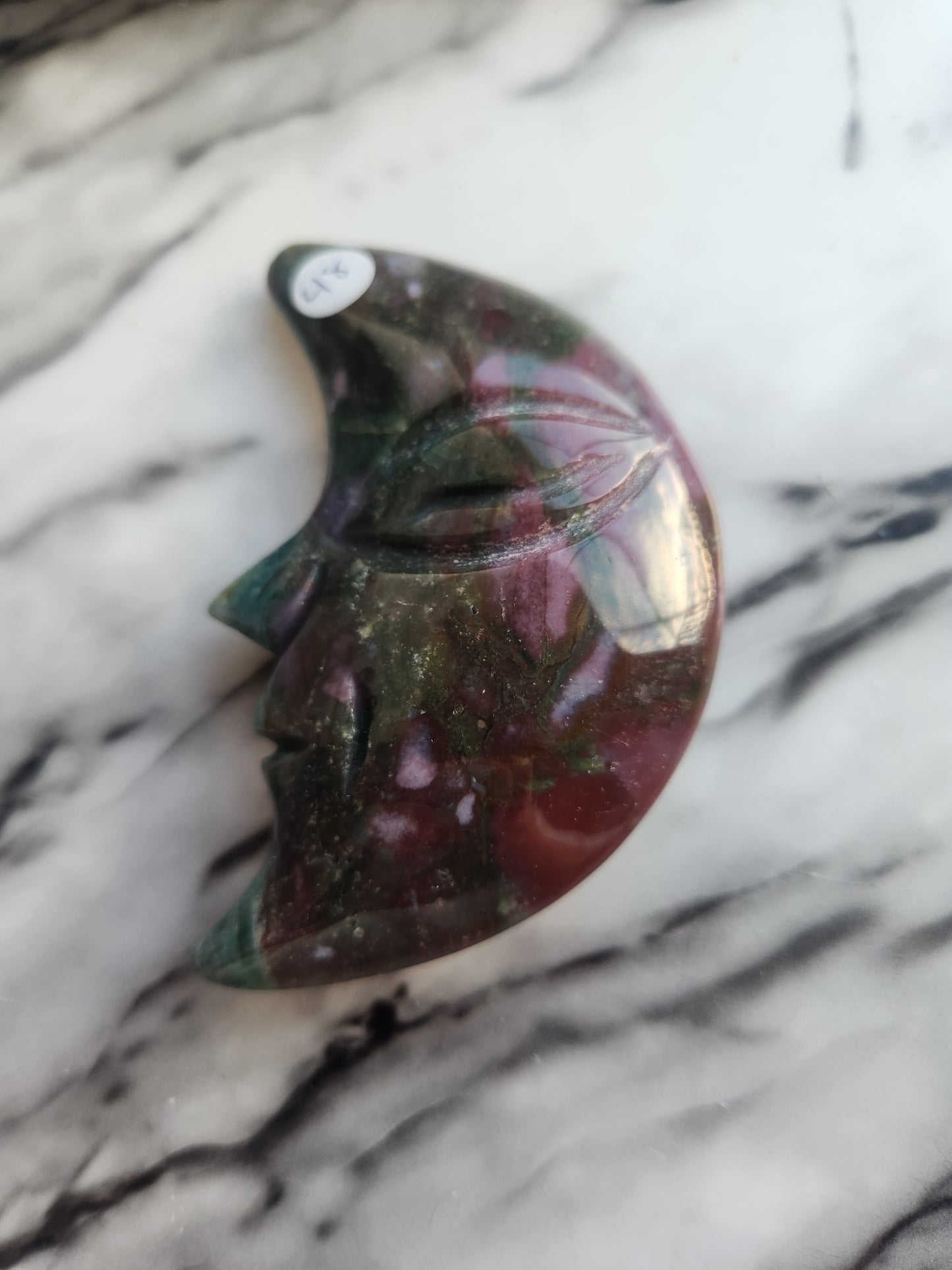 Purple Moss Agate Moon Carving