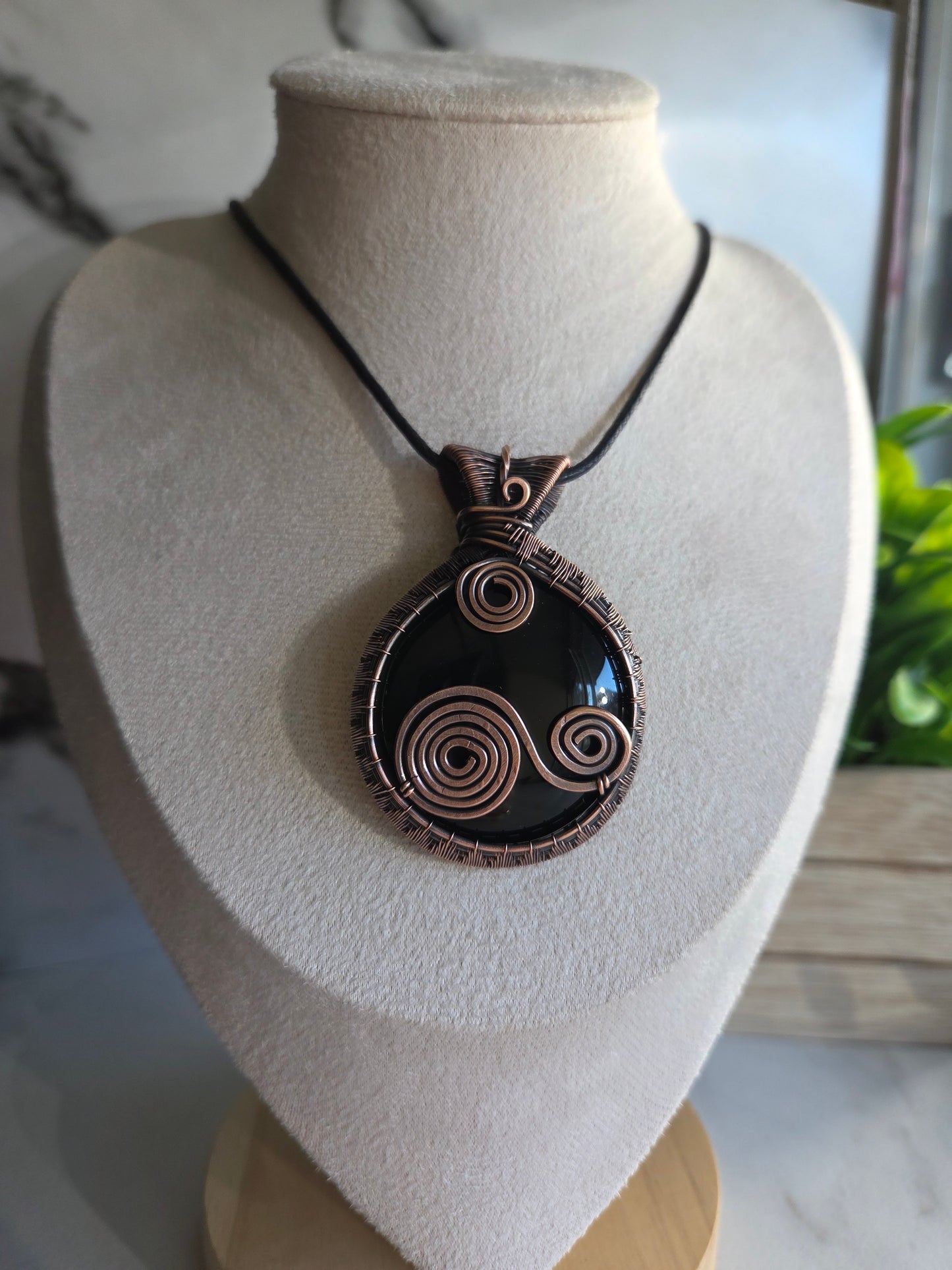 Shadow Spiral 🌀🖤 Black Obsidian  Necklace