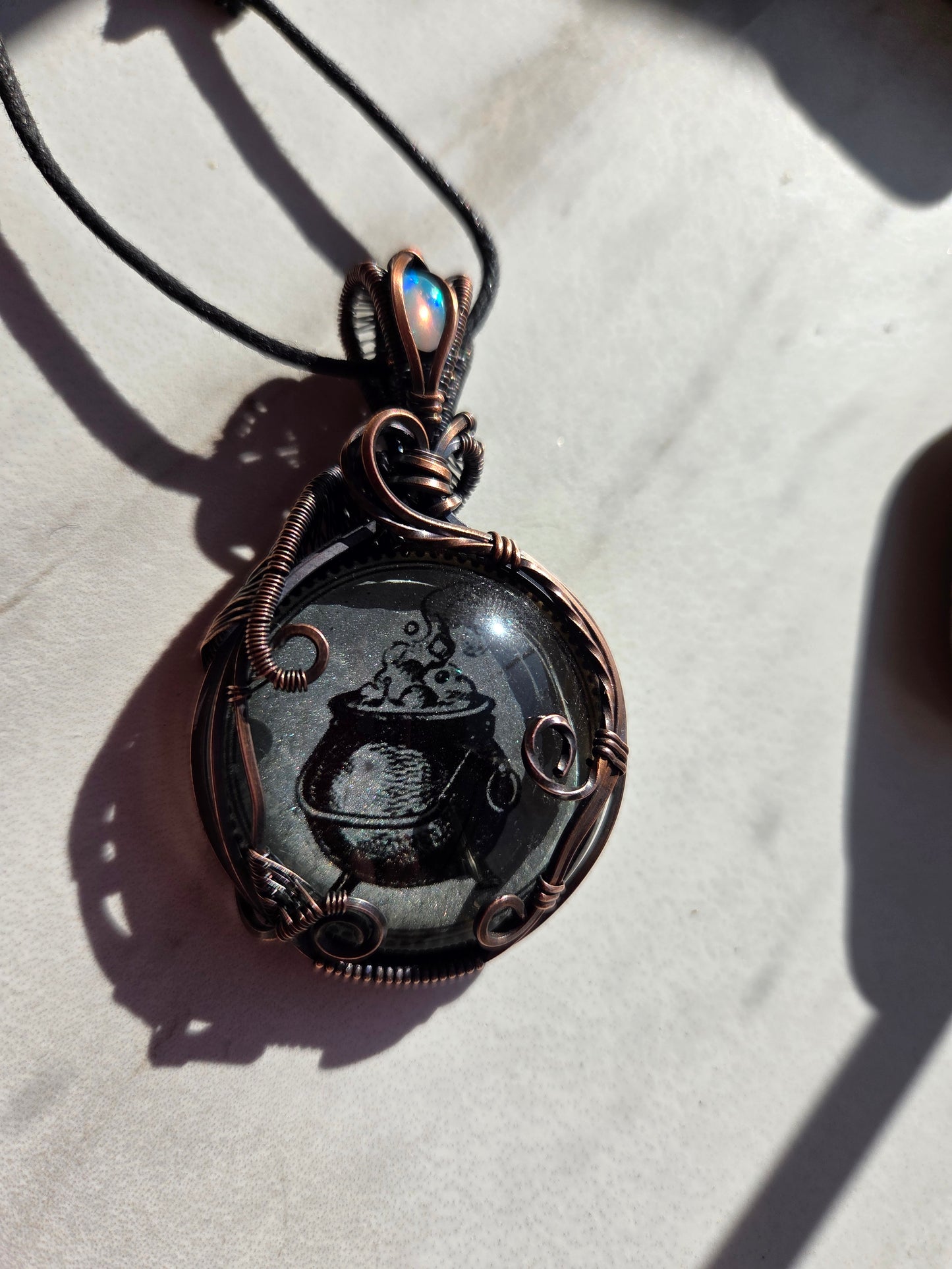 Fire Opal Cauldron Necklace 🧙‍♀️ 🔥