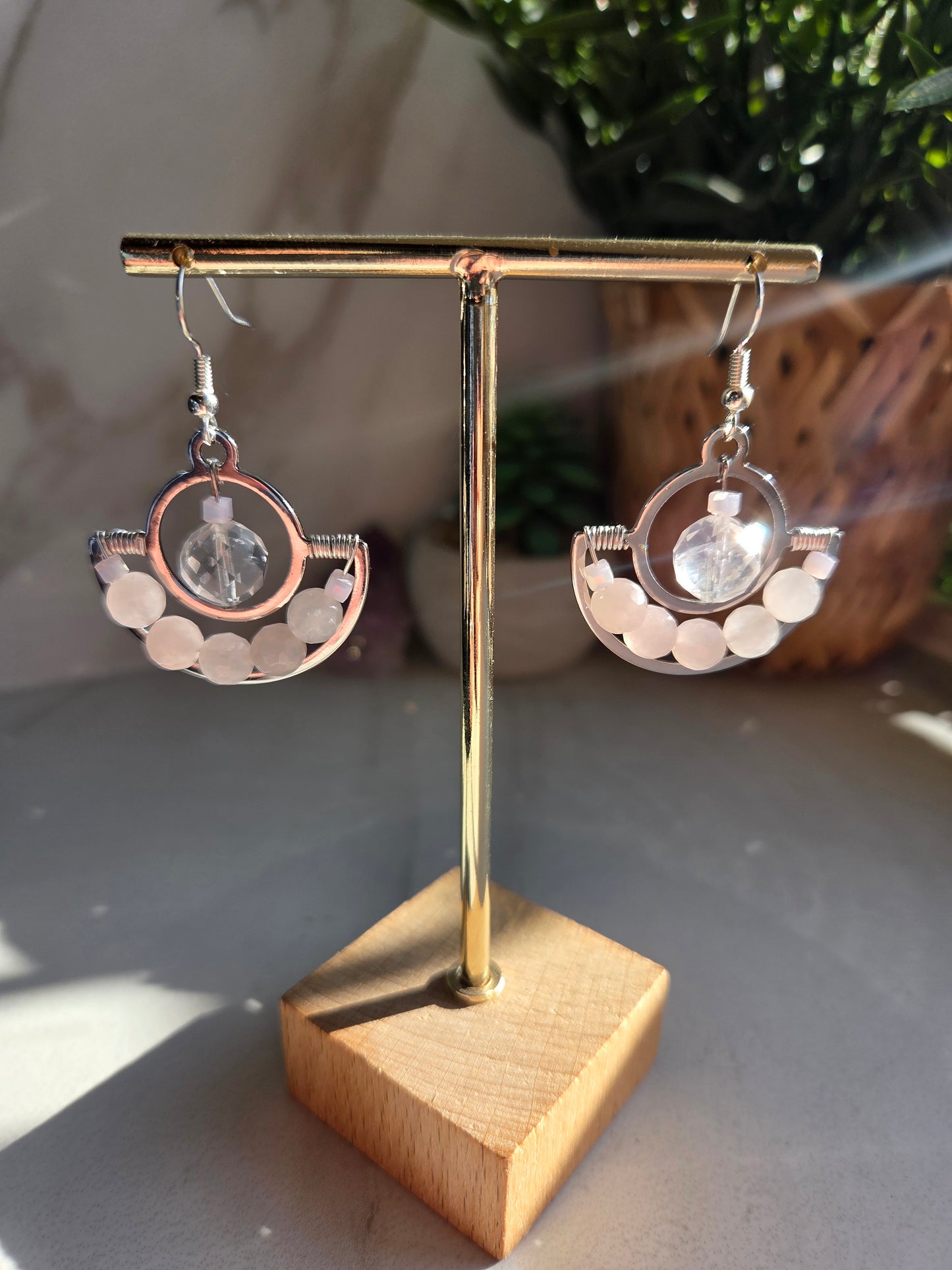 Rose Quartz Dangle Earrings 🌹