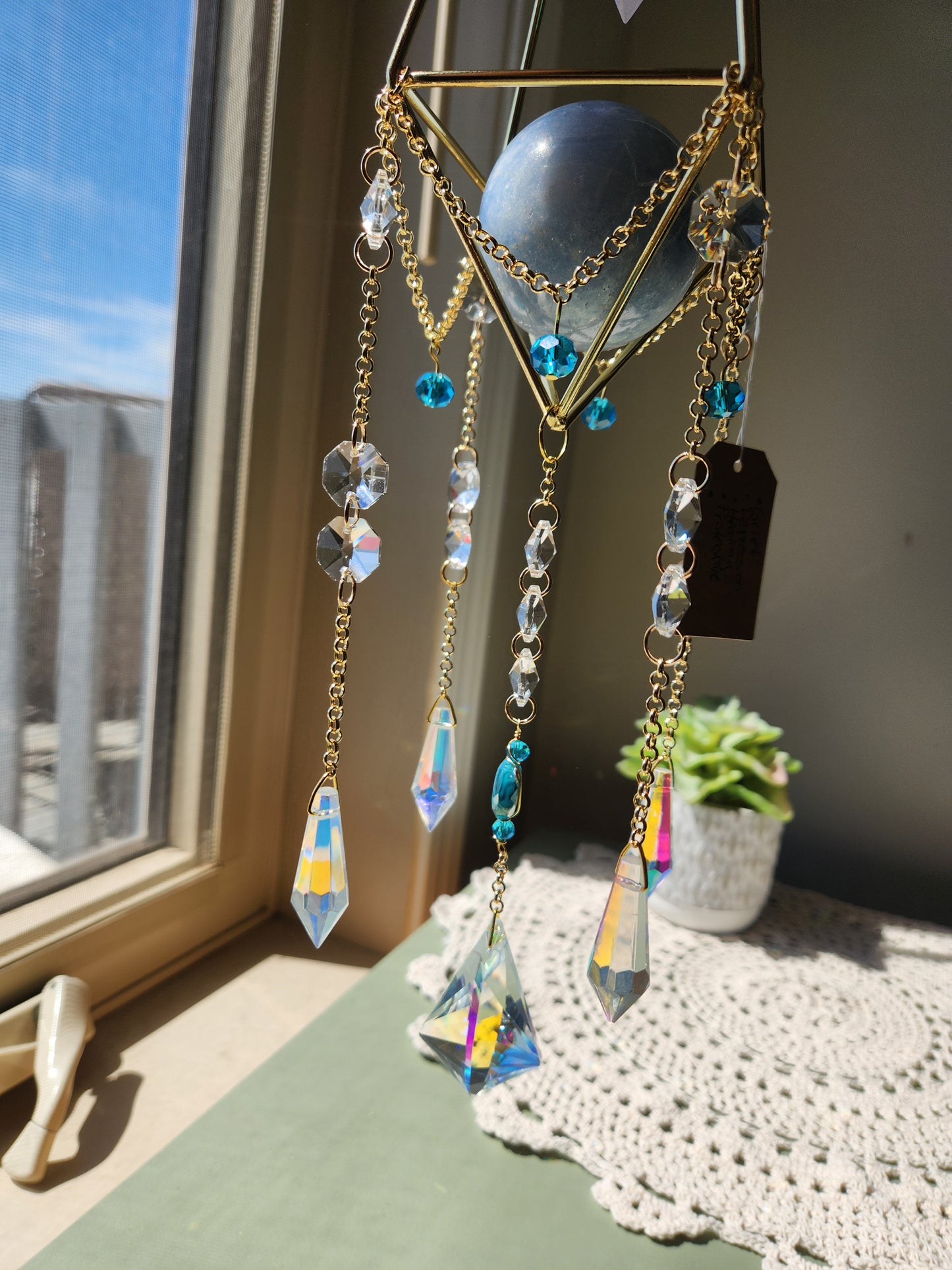 Blue Calcite Suncatcher