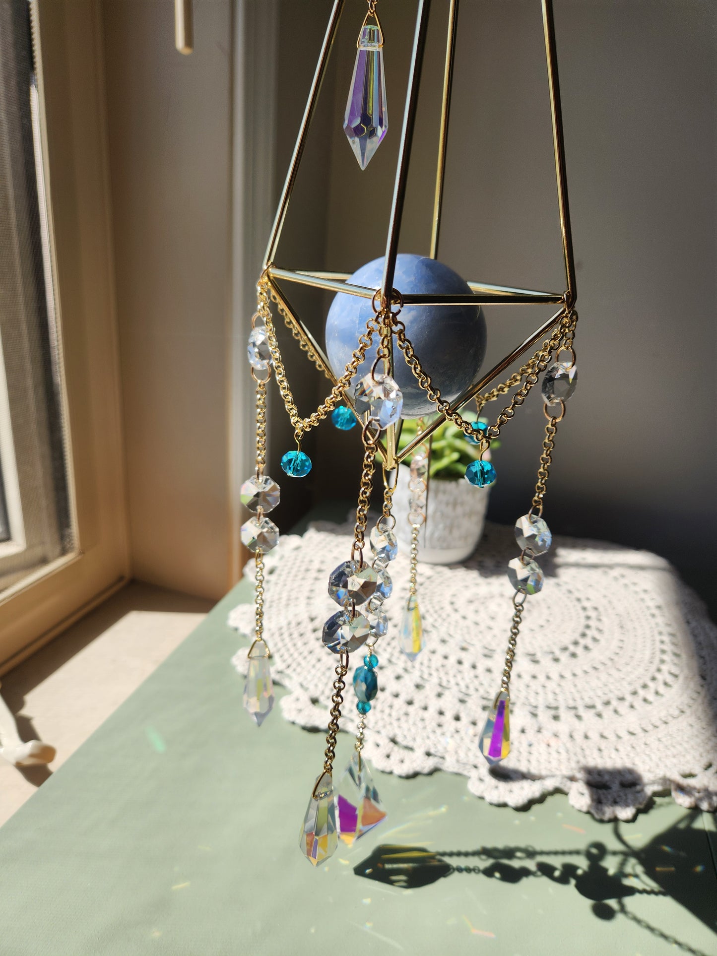 Blue Calcite Suncatcher