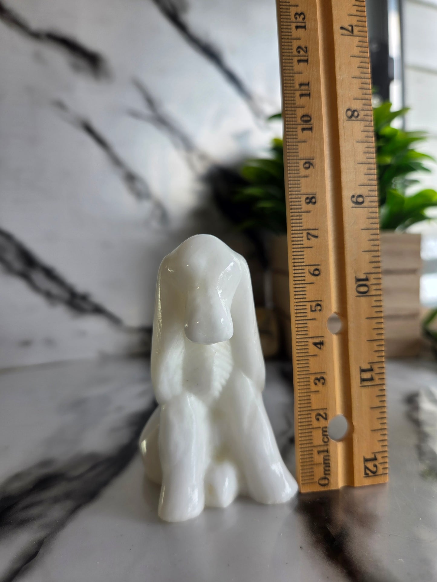 Vintage Soviet-Era White Selenite Spaniel Dog Figurine with Original Box 🐾
