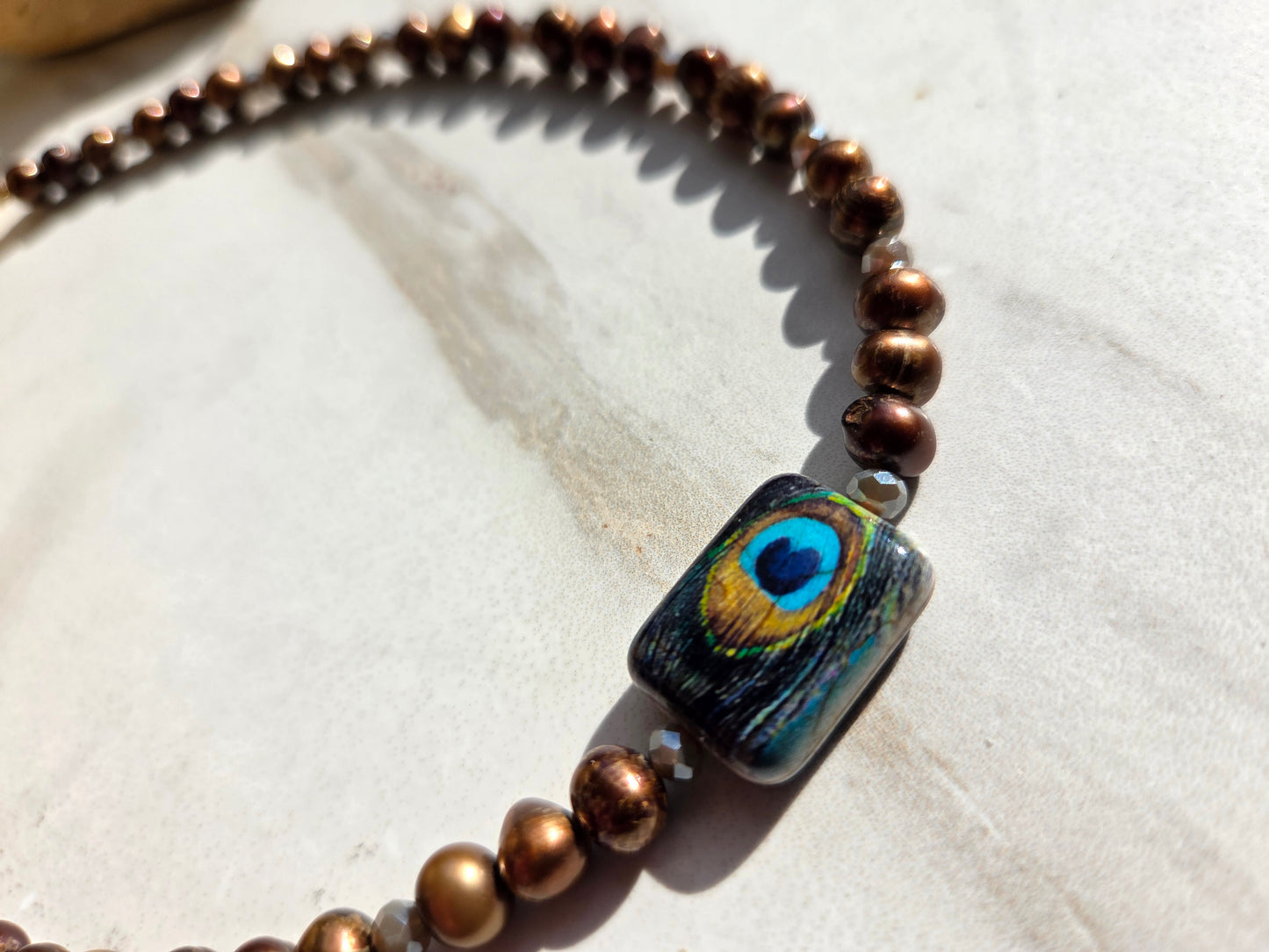 Peacock Fresh Water Pearl Necklace, Bracelet & Earring Set 🦚