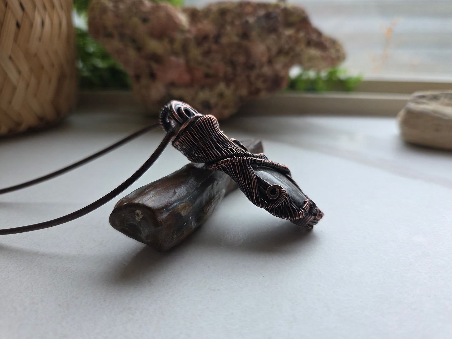 Black Fossil Coral & Labradorite Mystical Necklace