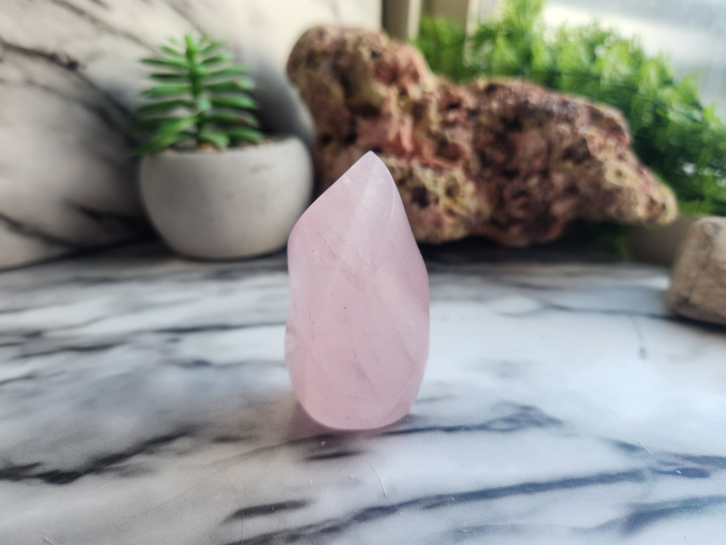 Rose Quartz Flame Carving