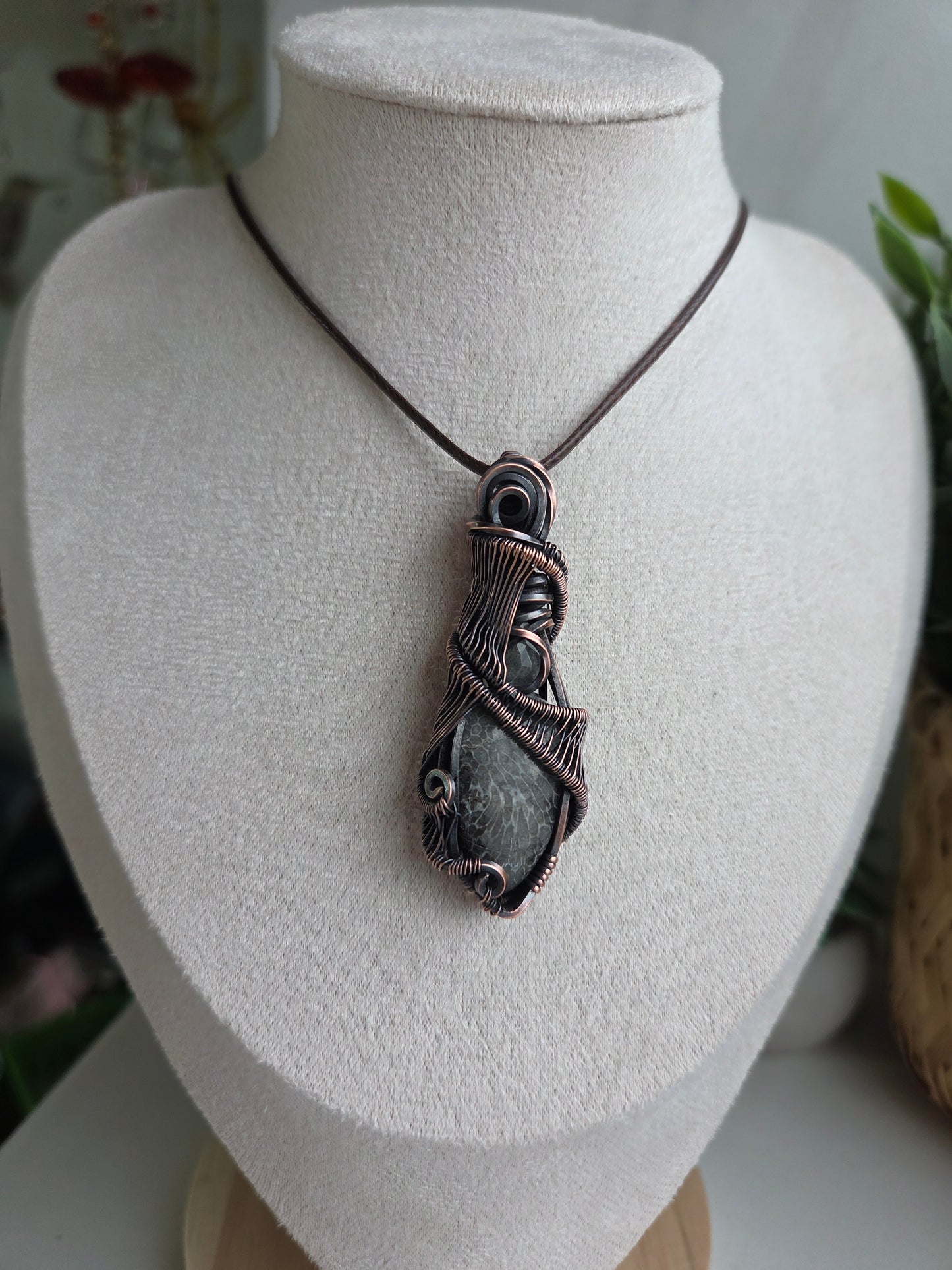 Black Fossil Coral & Labradorite Mystical Necklace