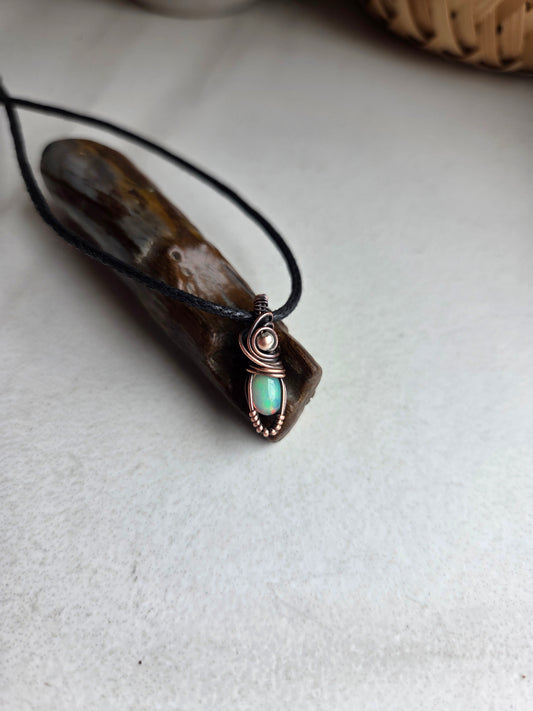 ✨ Ember Spark – Ethiopian Fire Opal Mini Necklace 🔥