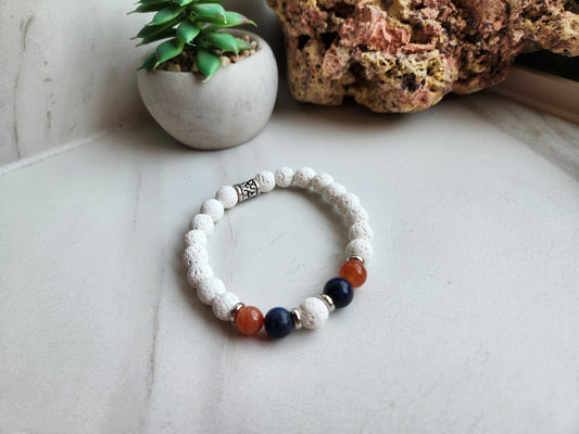 Blue, Orange & White Spirit Gemstone Bracelet
