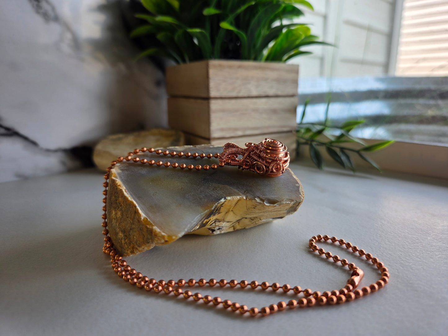 Copper Spiral Amulet Pendant
🌀🧡