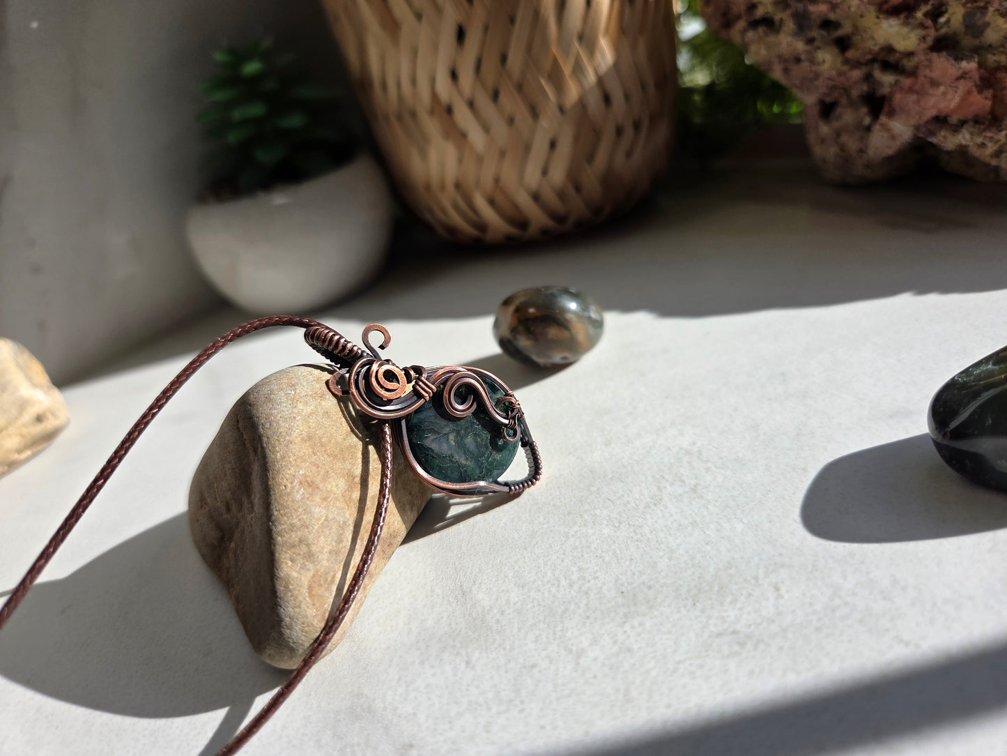 Woodland Whisper Amulet – Moss Agate Necklace 🌿