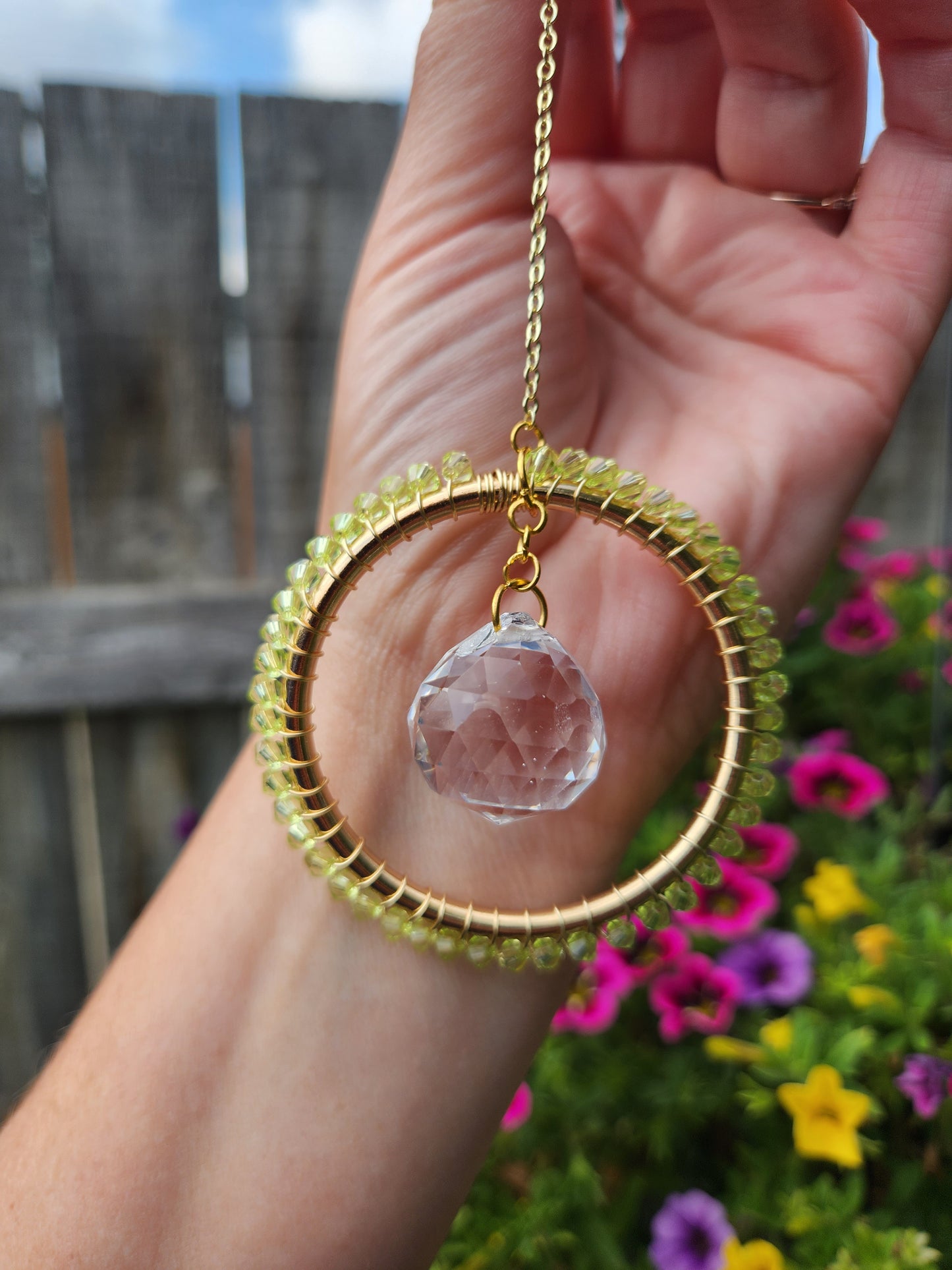 Green Crystal Sun Catcher