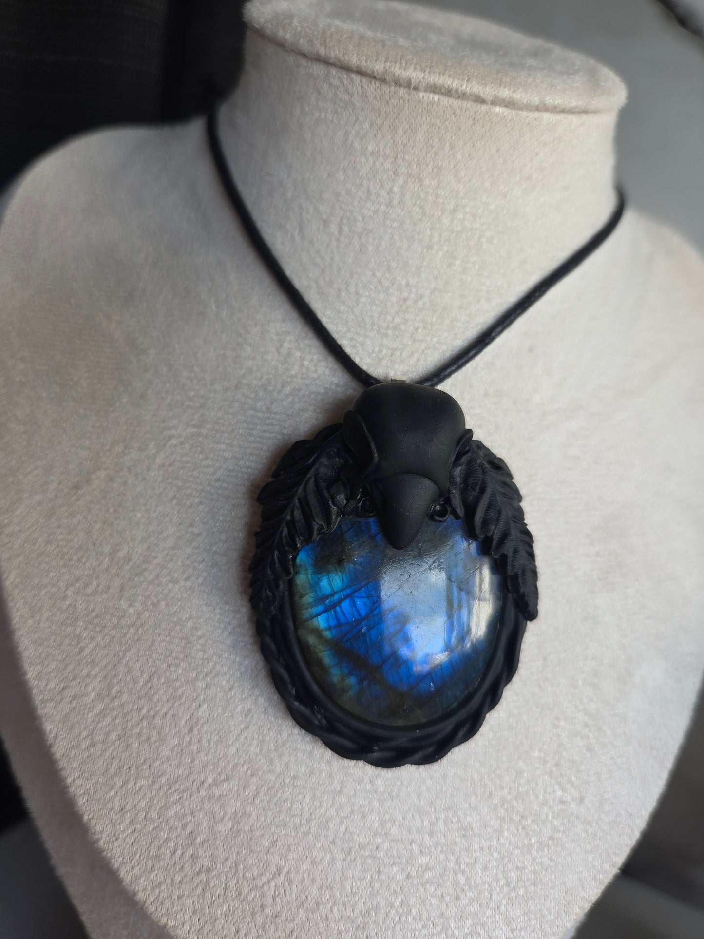 Raven's Moon Labradorite Necklace 🐦‍⬛🌕