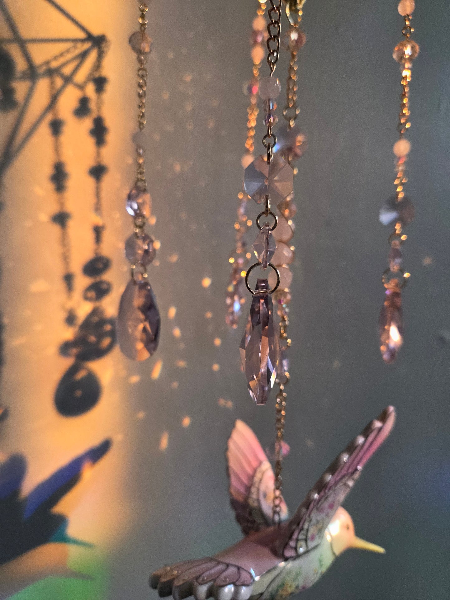 Rose Quartz Hummingbird Suncatcher ☀️