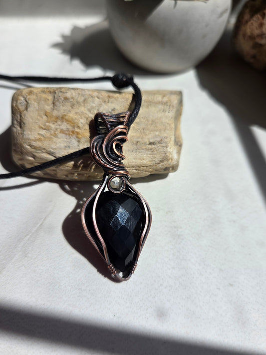 Black Onyx & Clear Quartz Necklace