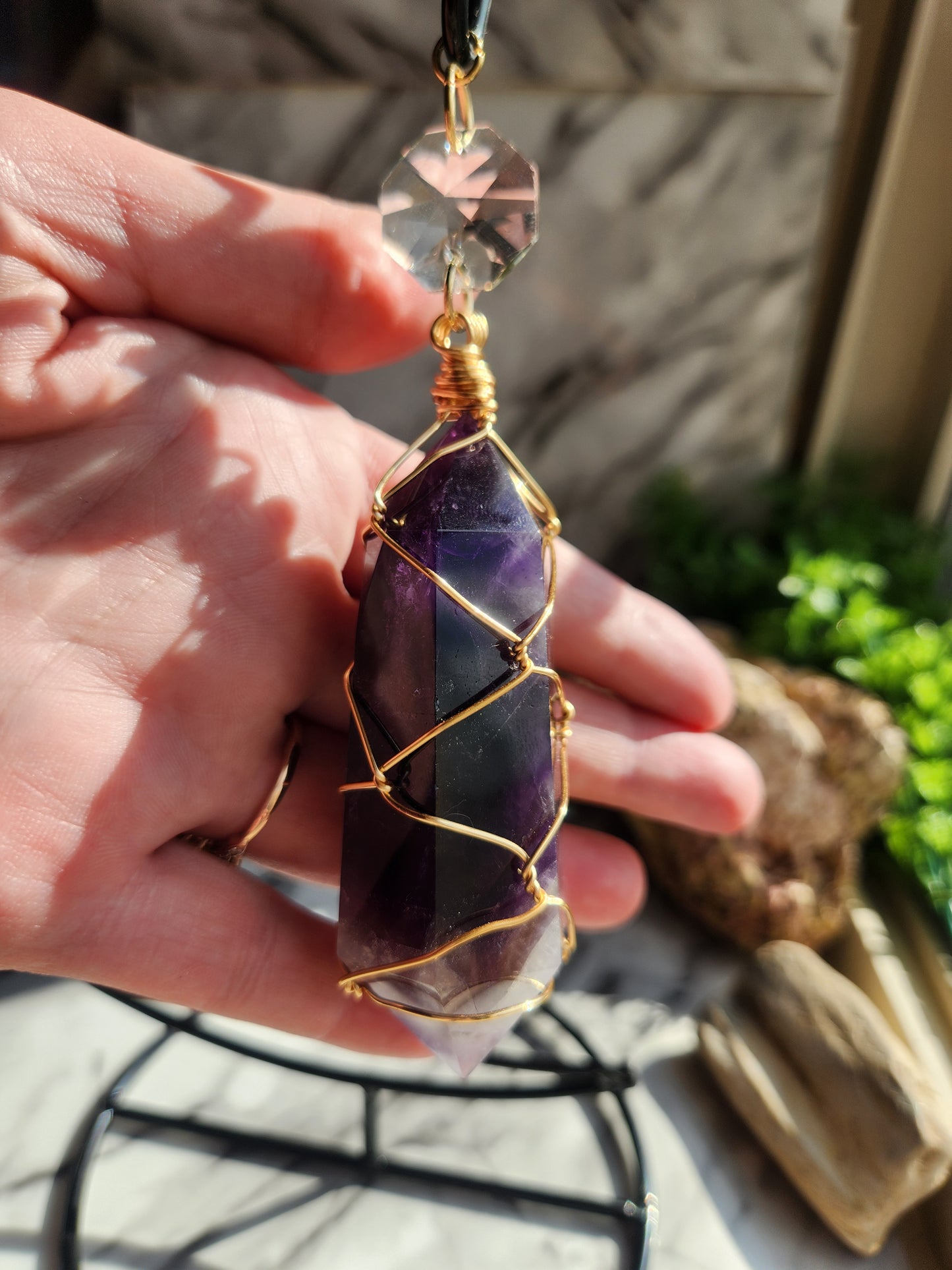 Amethyst Crystal Moon Hanger