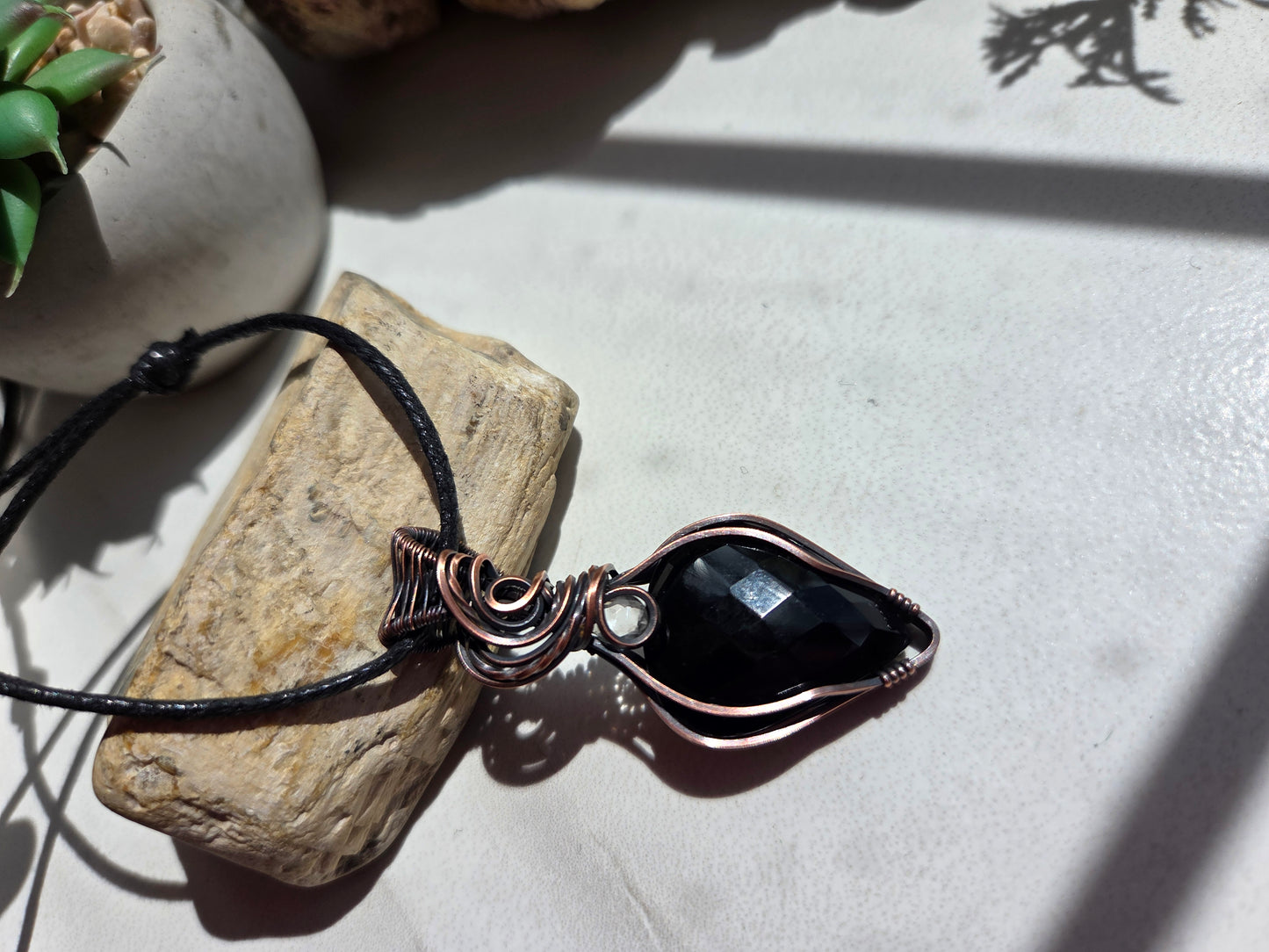 Black Onyx & Clear Quartz Necklace