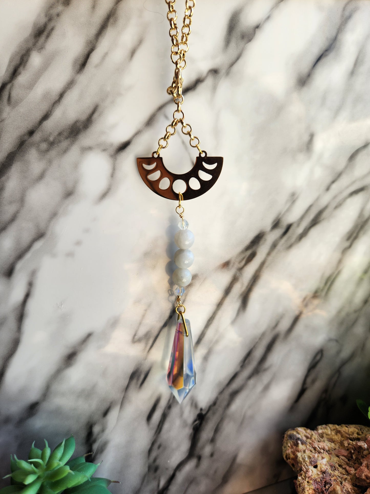 Rainbow Moonstone Car Charm