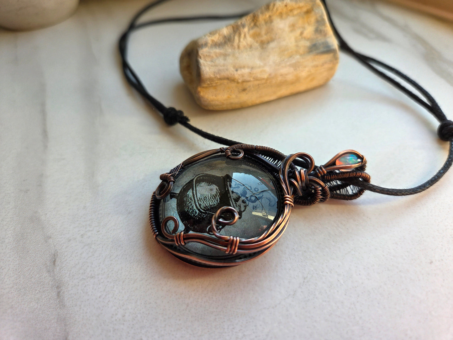 Fire Opal Cauldron Necklace 🧙‍♀️ 🔥
