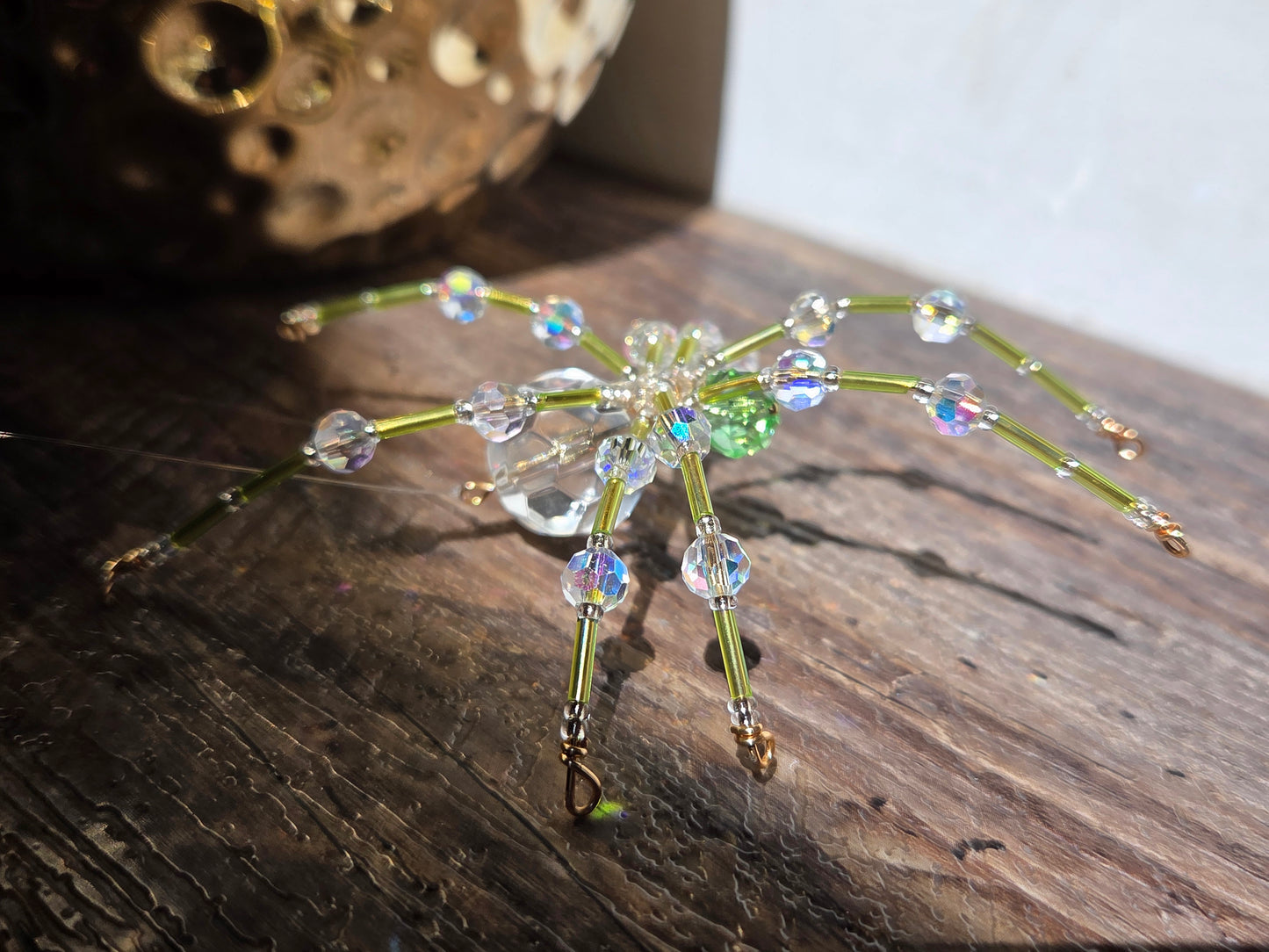 Beaded Sparkle Spider 💚 Light Green