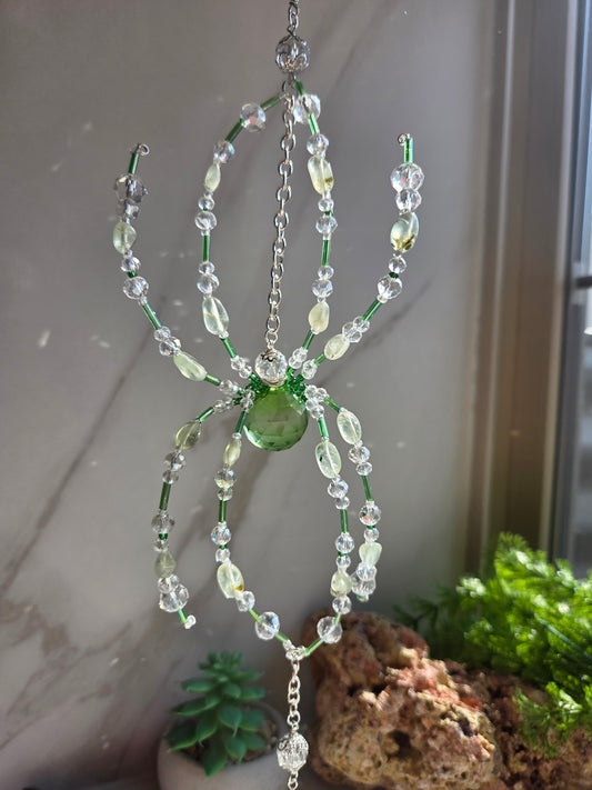 Prehnite Spider Suncatcher 💚🕷
