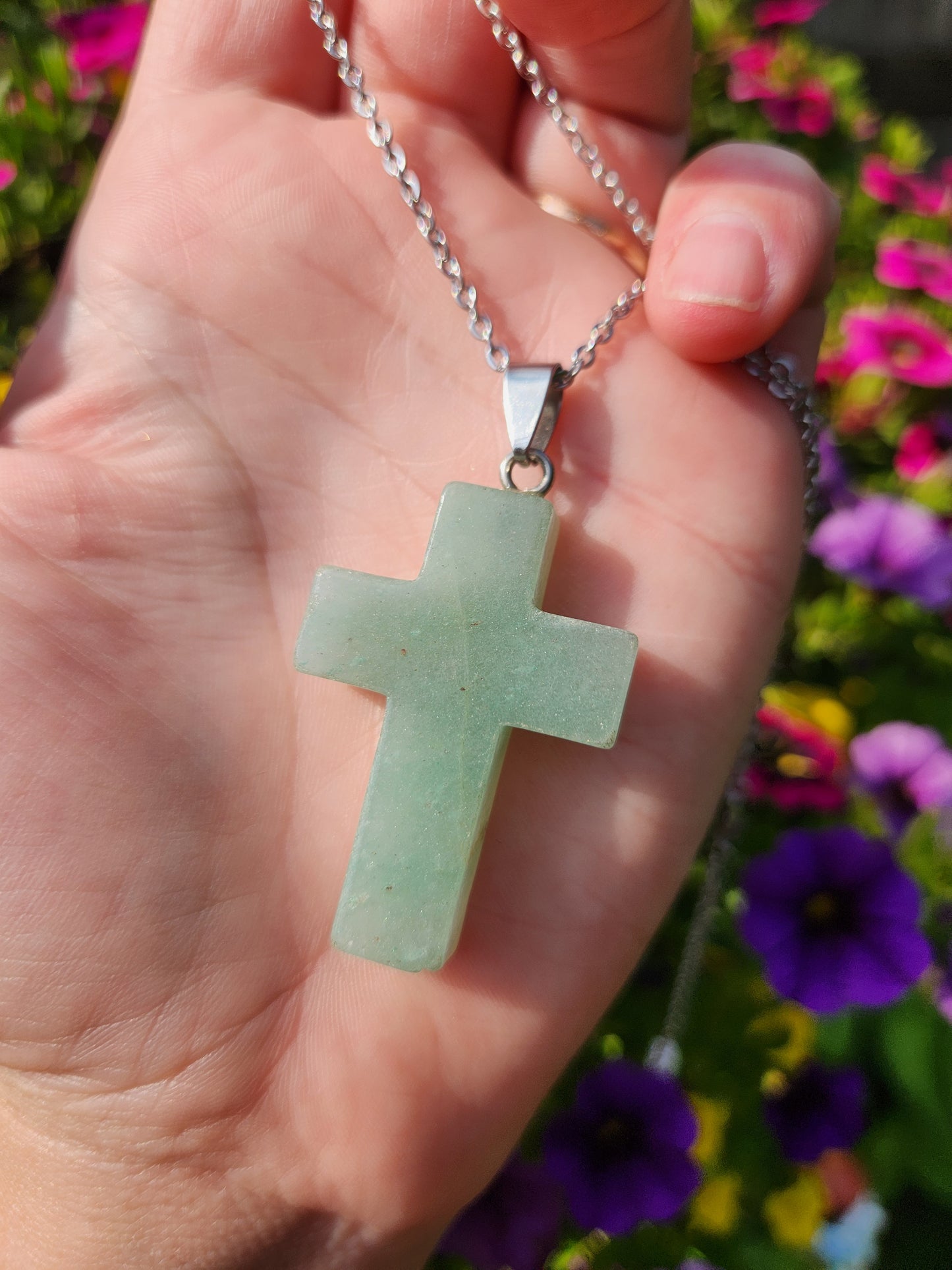 Green Aventurine Cross Necklace