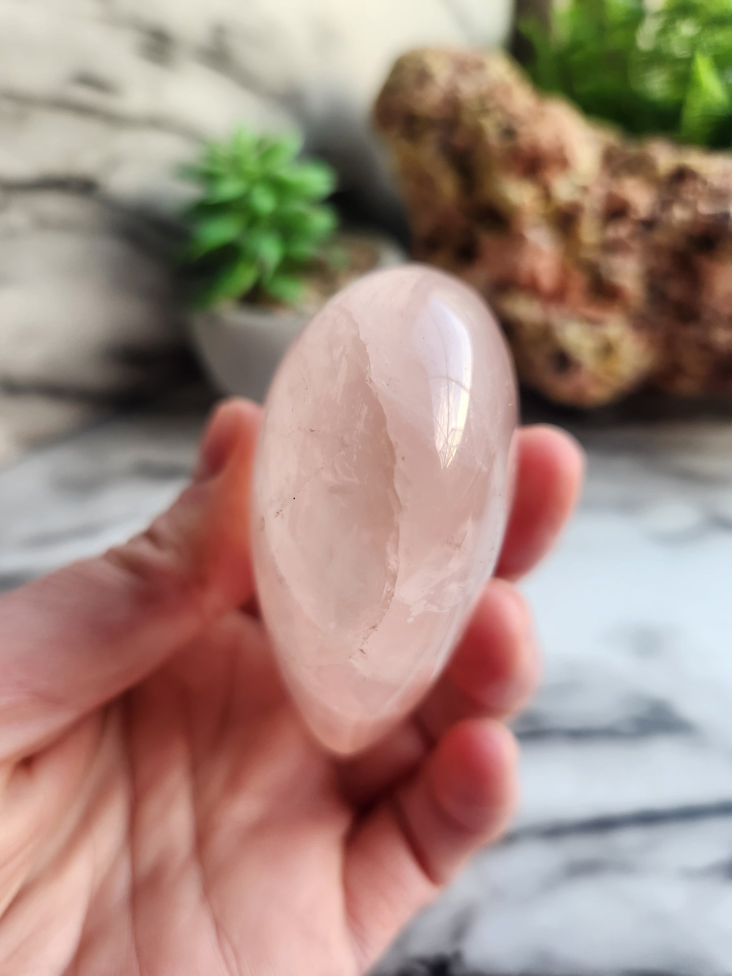 Rose Quartz Heart Carving