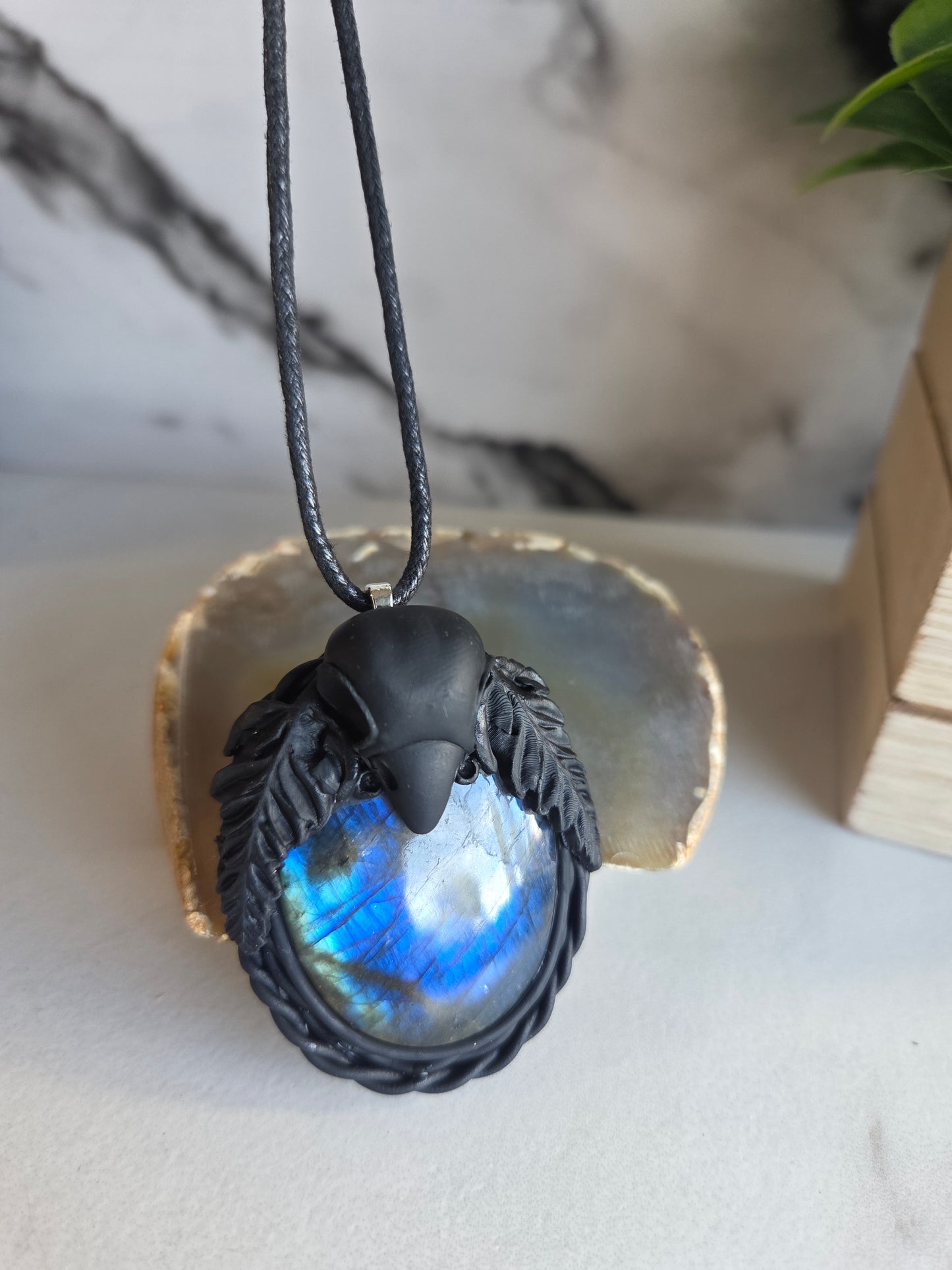 Raven's Moon Labradorite Necklace 🐦‍⬛🌕