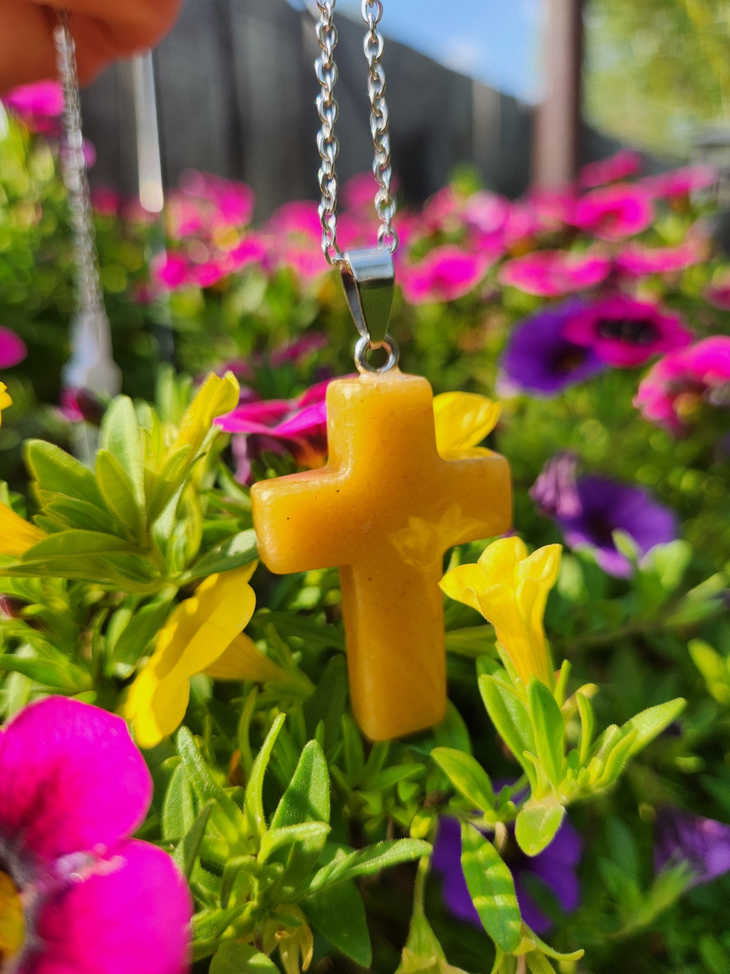 Yellow Aventurine Cross Necklace